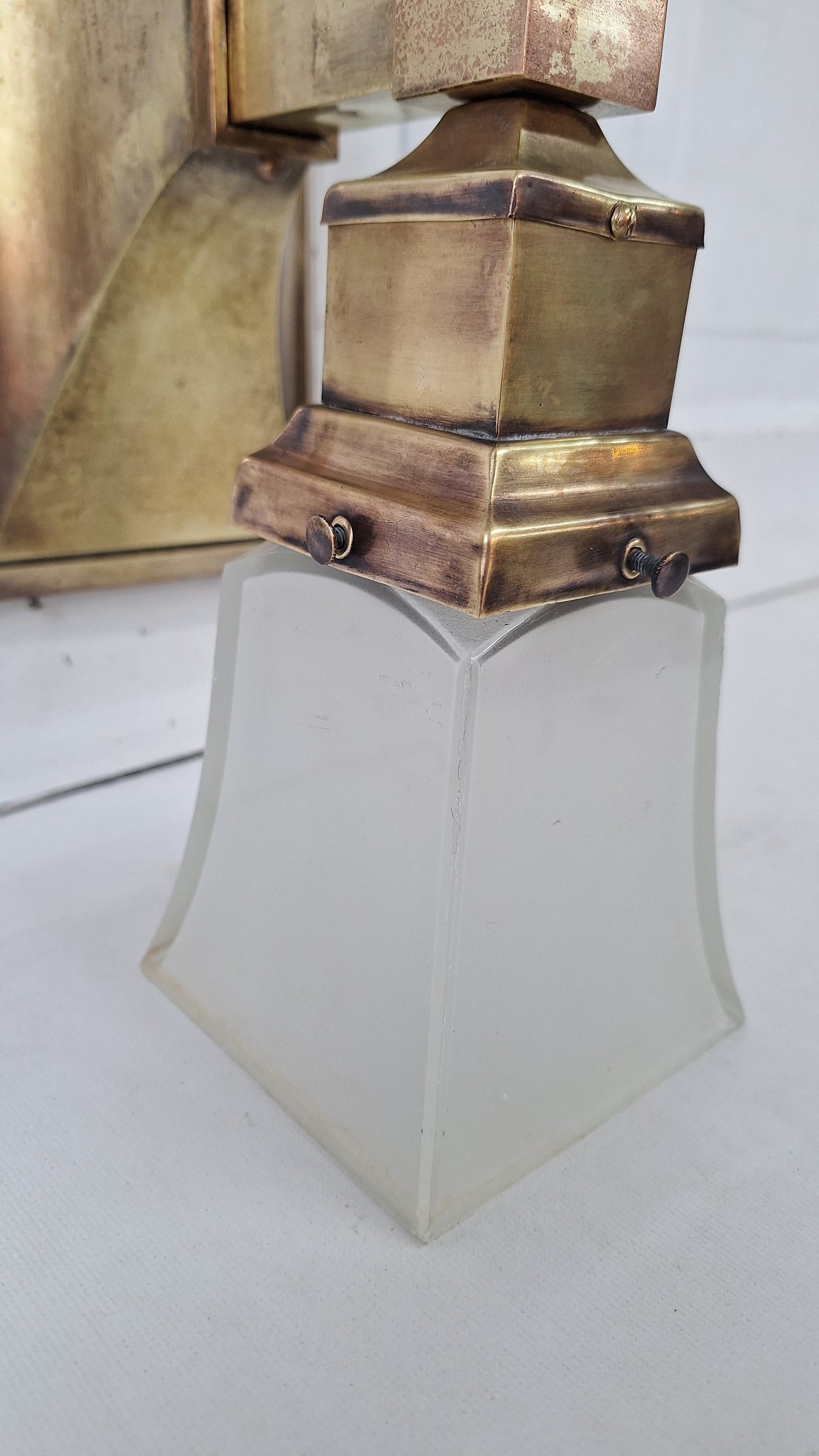 Mission Style Vintage Brass Sconce, Arts and Crafts Square Style Wall Sconce