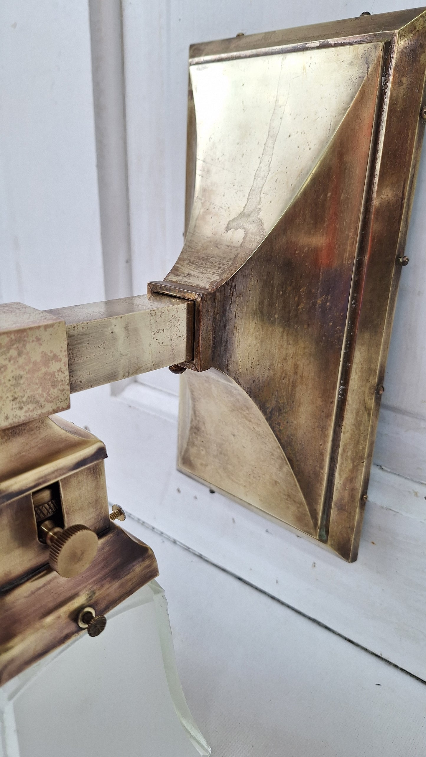 Mission Style Vintage Brass Sconce, Arts and Crafts Square Style Wall Sconce