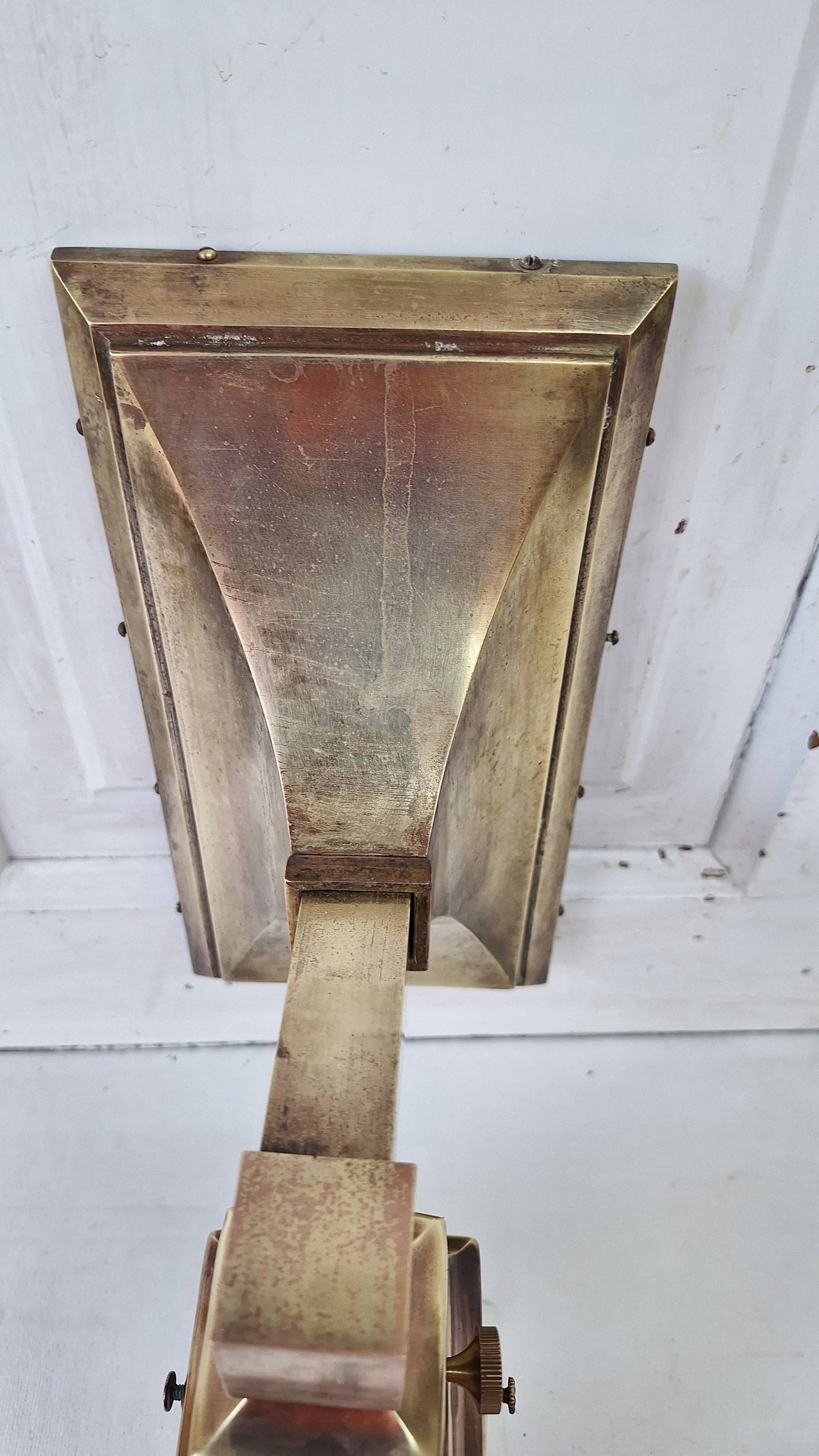 Mission Style Vintage Brass Sconce, Arts and Crafts Square Style Wall Sconce