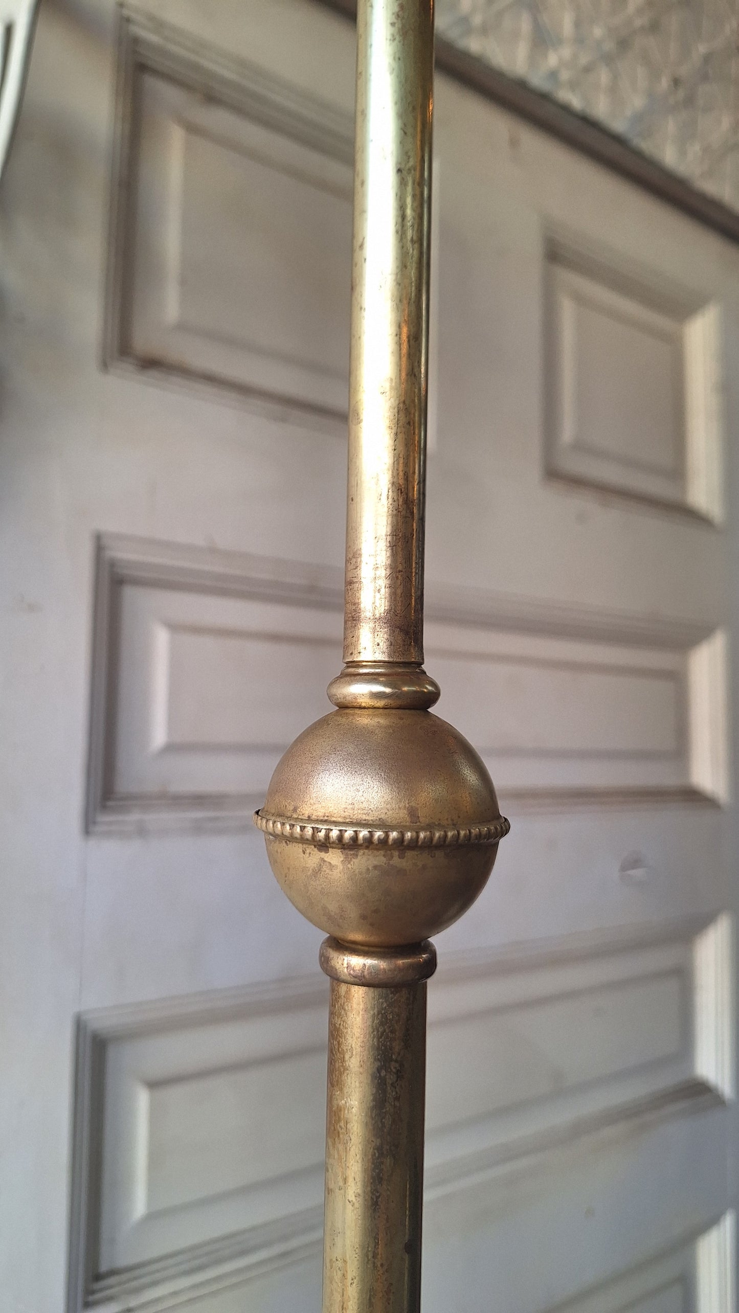 Etched Glass Antique Chandelier: Vintage Brass Lighting, Early Electric