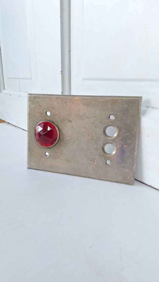 Nickel Plated Switch Cover with Indicator Light, Ruby Red Faceted Glass
