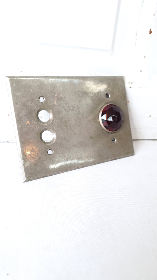Nickel Plated Switch Cover with Indicator Light, Ruby Red Faceted Glass