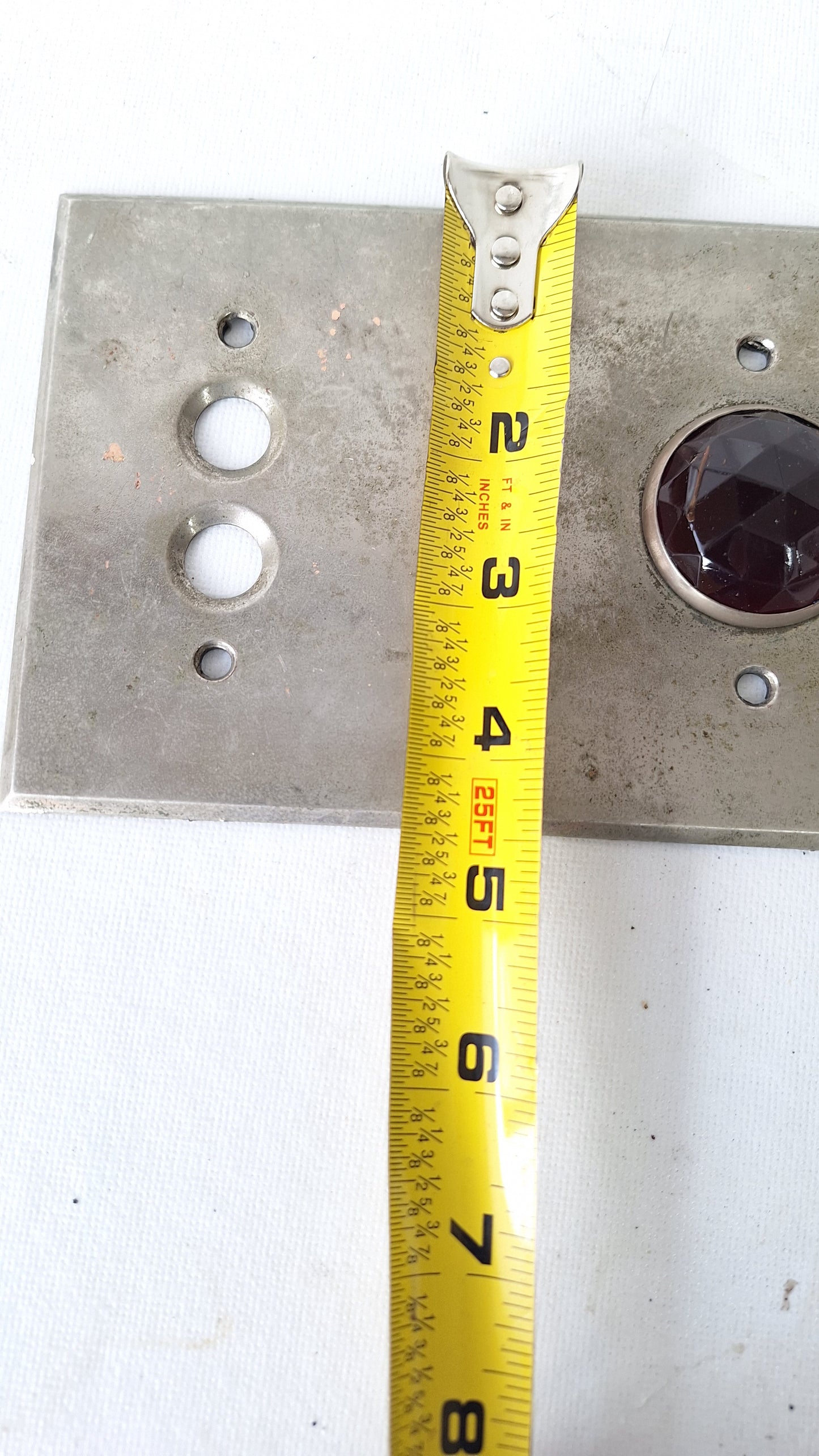 Nickel Plated Switch Cover with Indicator Light, Ruby Red Faceted Glass