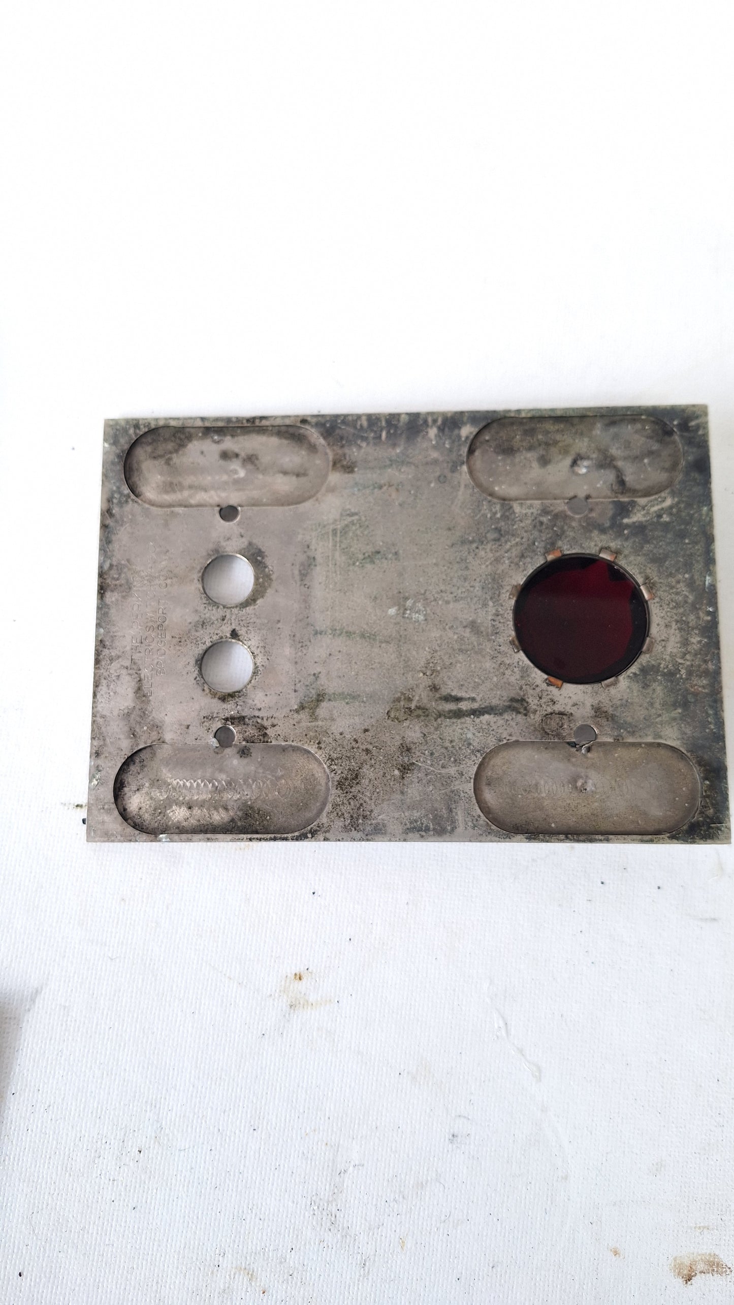 Nickel Plated Switch Cover with Indicator Light, Ruby Red Faceted Glass