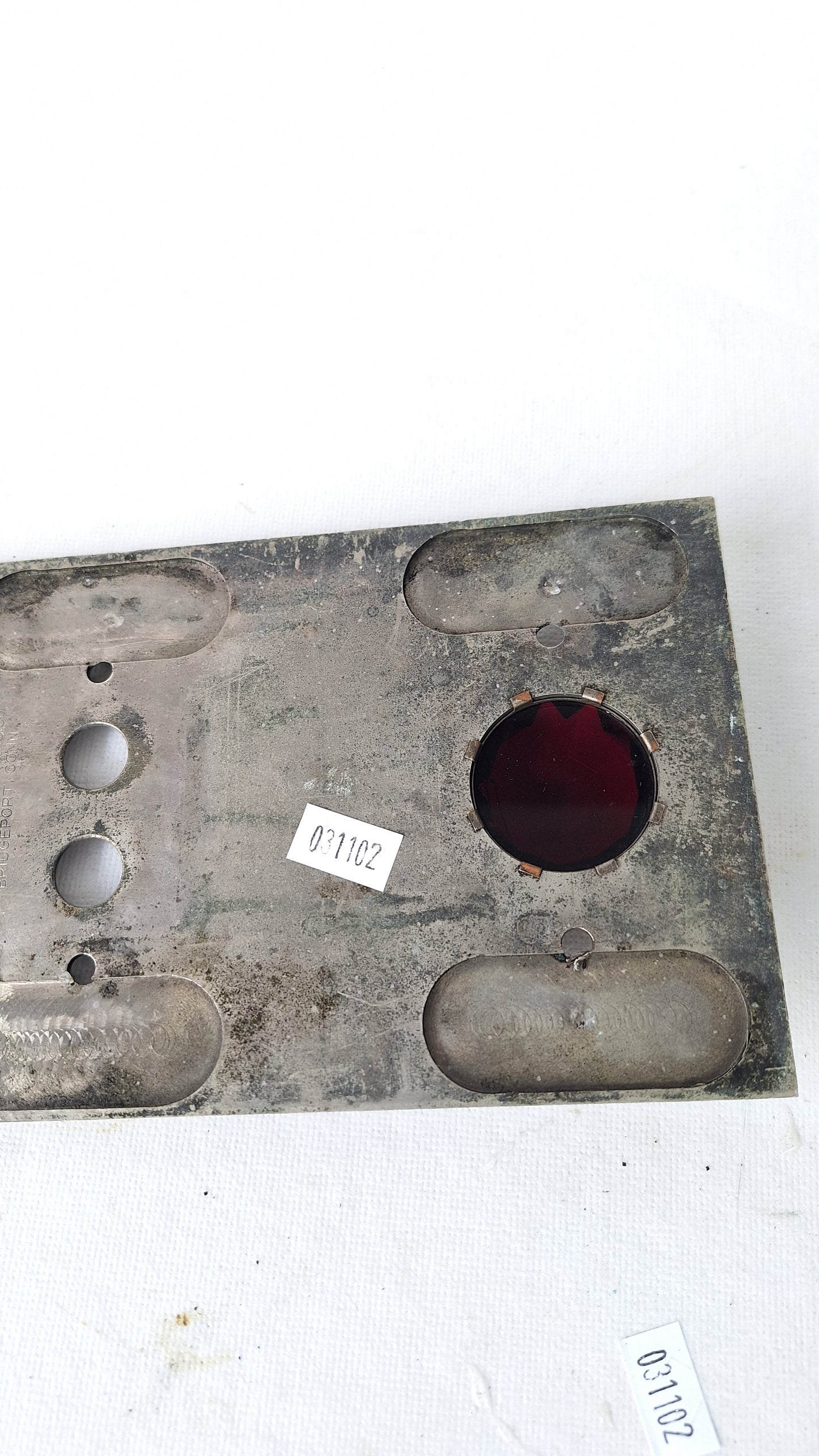 Nickel Plated Switch Cover with Indicator Light, Ruby Red Faceted Glass