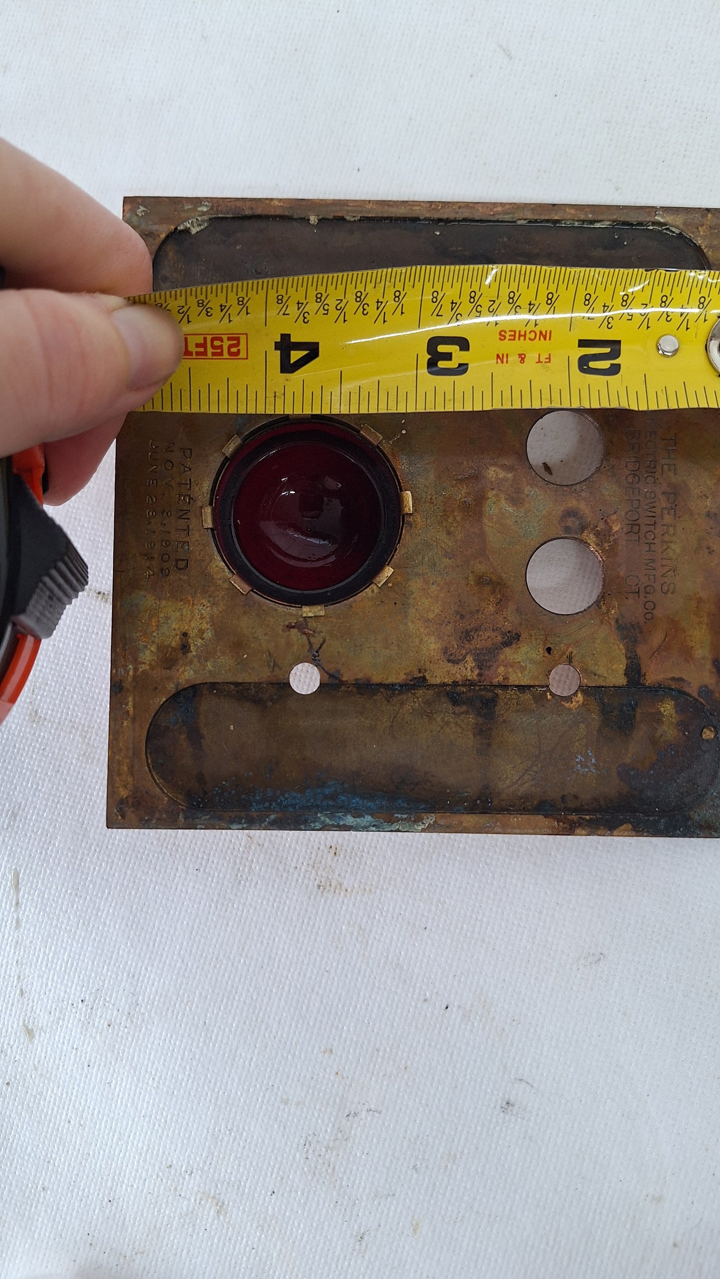 Bronze Switch Cover with Indicator Light, Ruby Red Faceted Glass