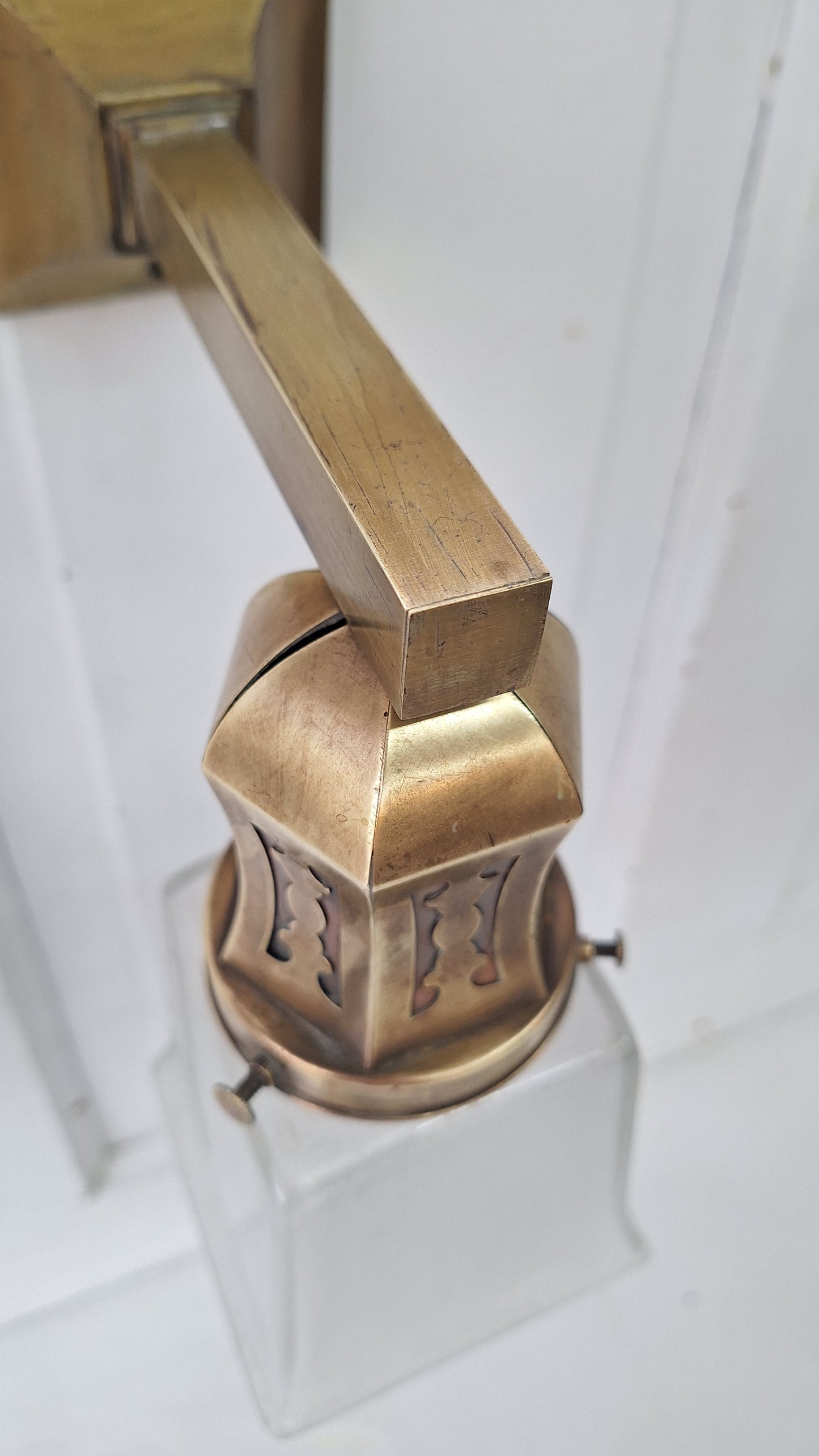 Antique Brass Sconces with Square Shades, Mission Style Sconces