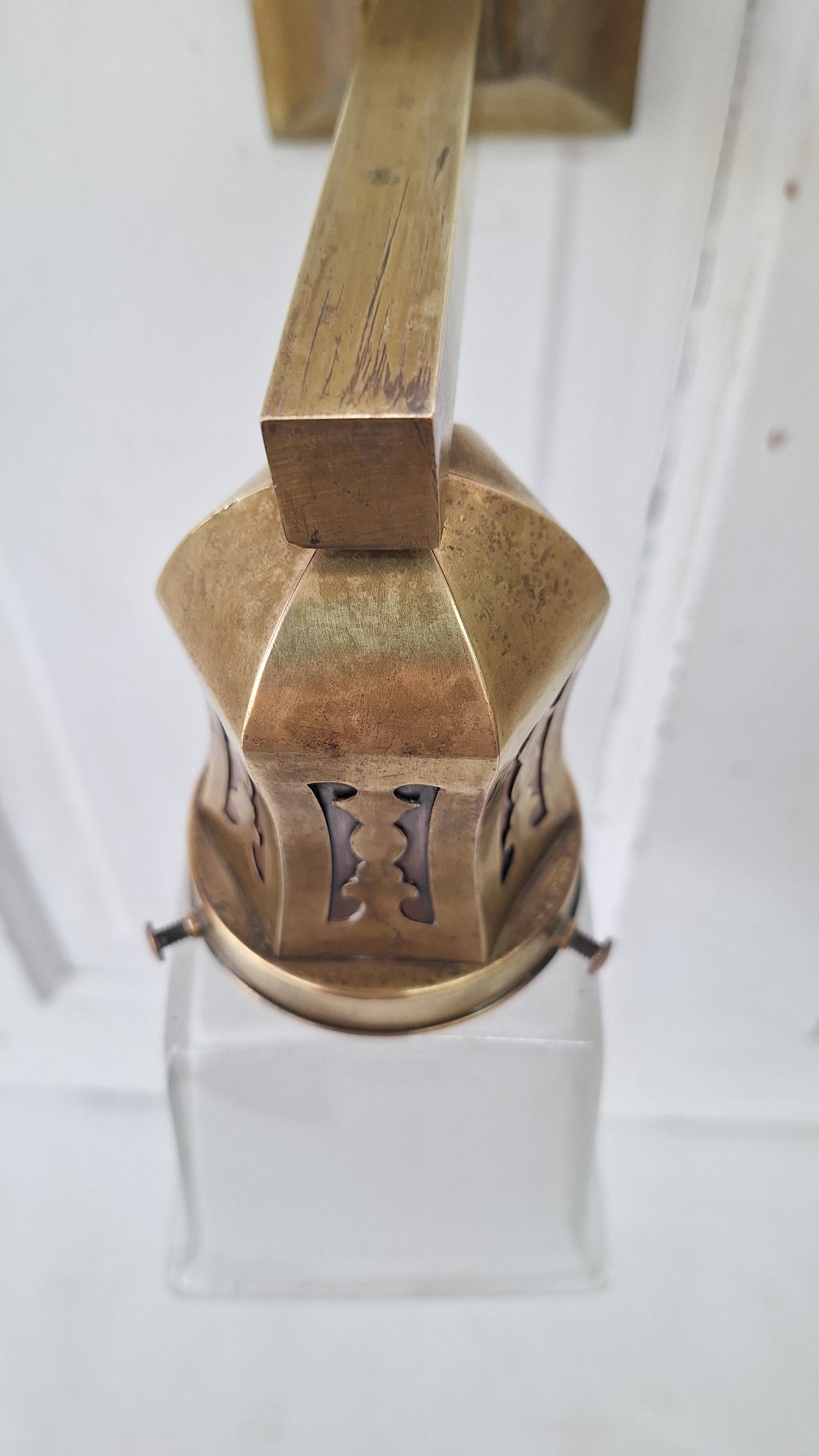 Antique Brass Sconces with Square Shades, Mission Style Sconces