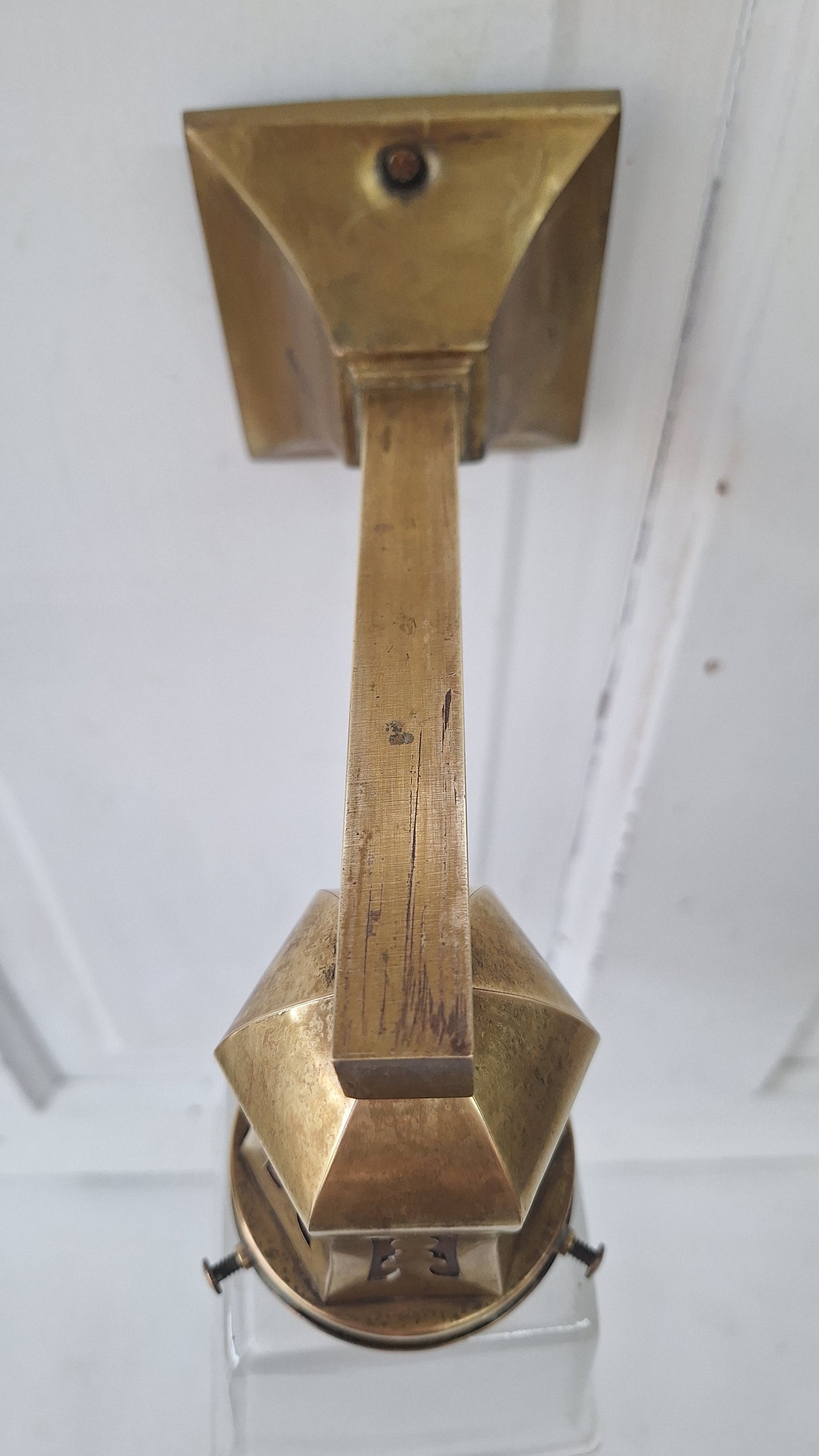 Antique Brass Sconces with Square Shades, Mission Style Sconces