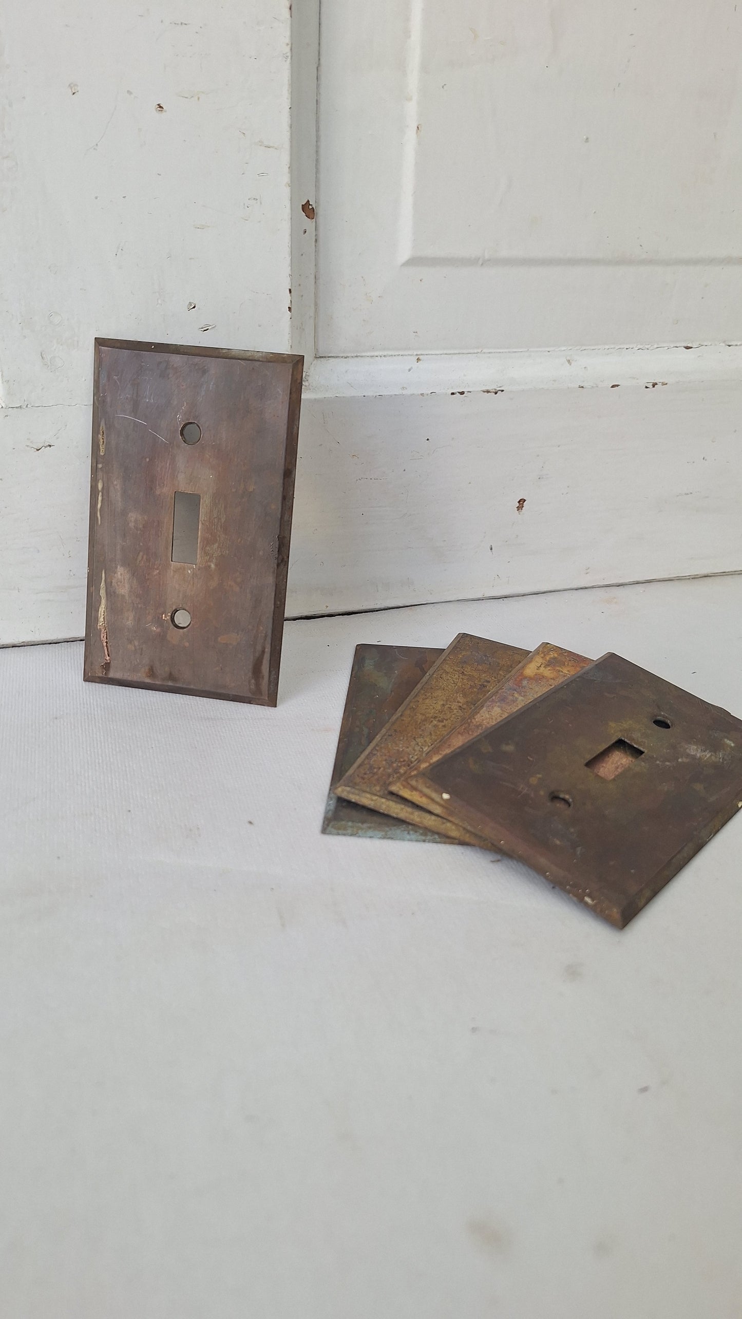 One Vintage Stamped Brass Switch Plate Cover