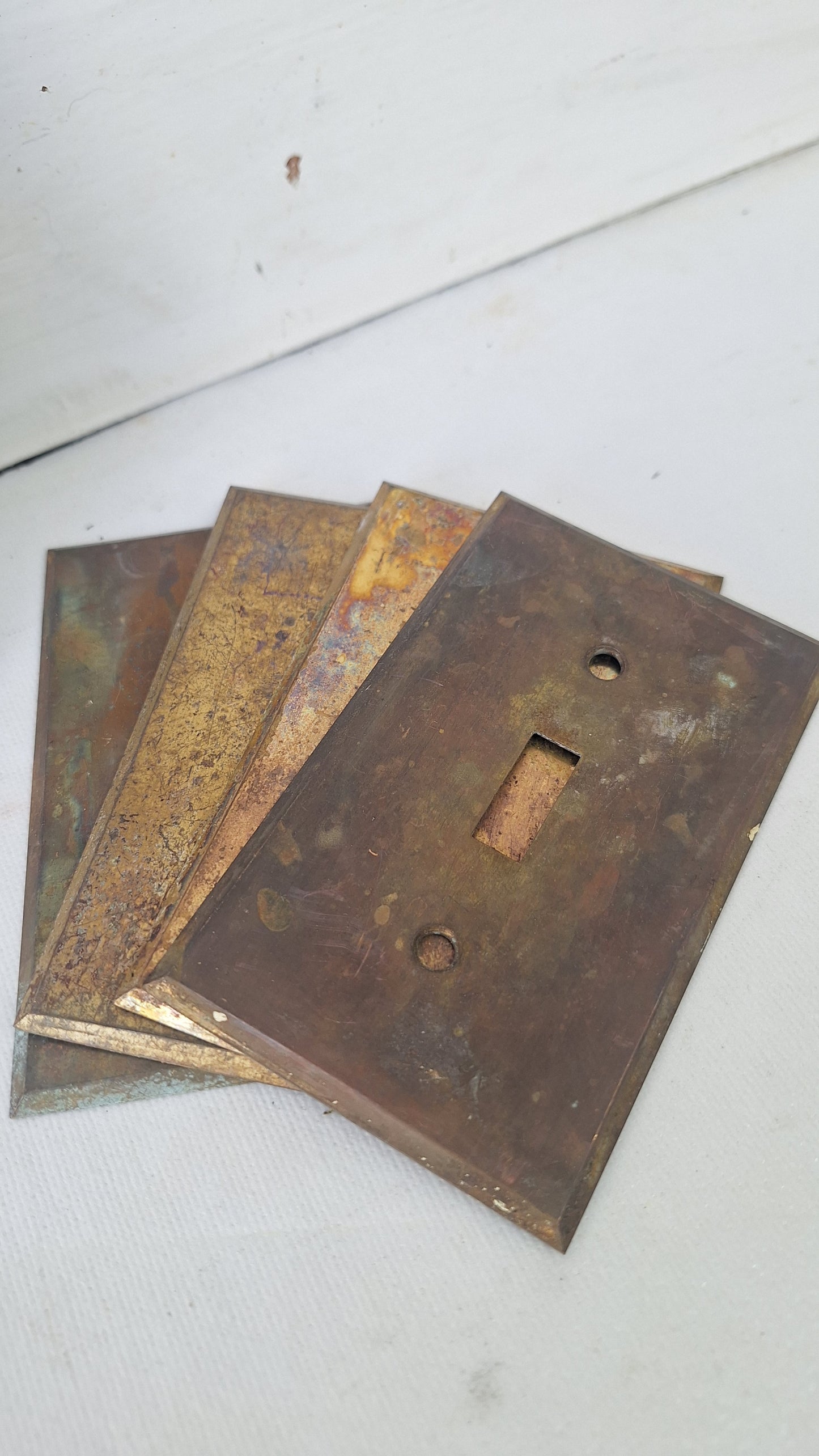 One Vintage Stamped Brass Switch Plate Cover