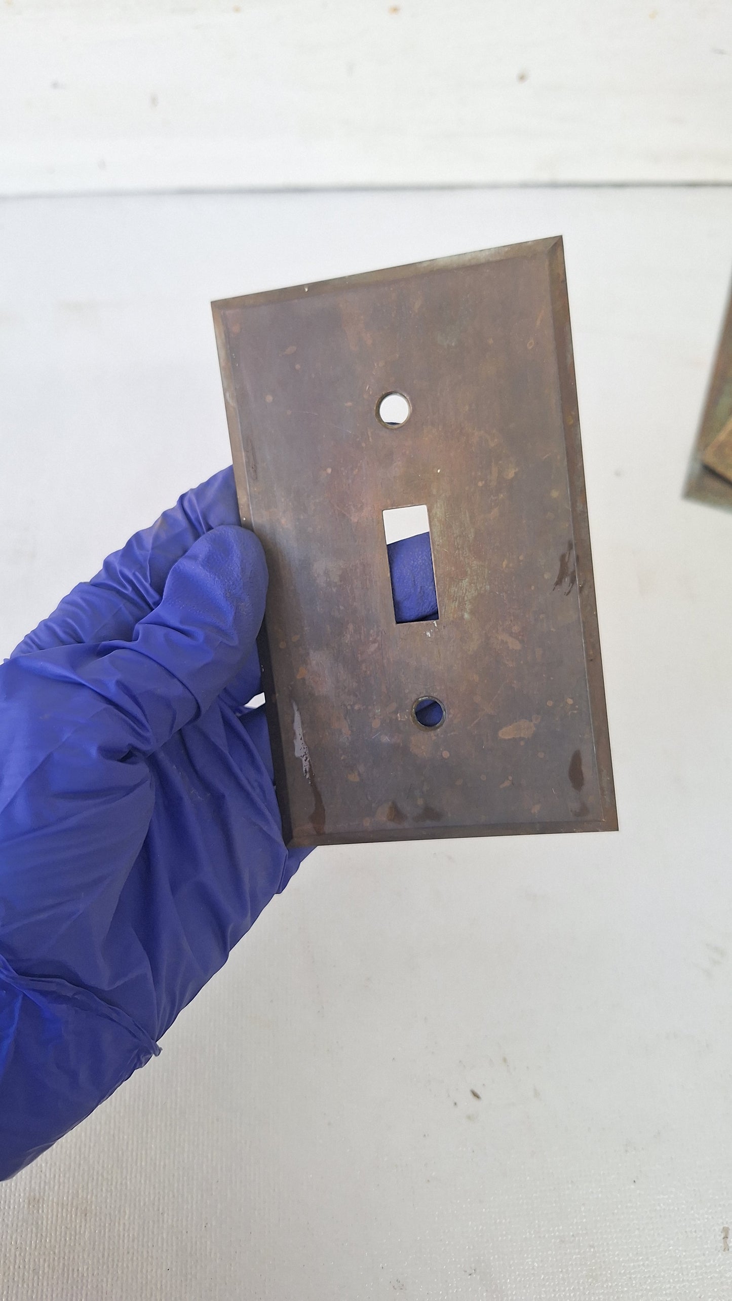 One Vintage Stamped Brass Switch Plate Cover