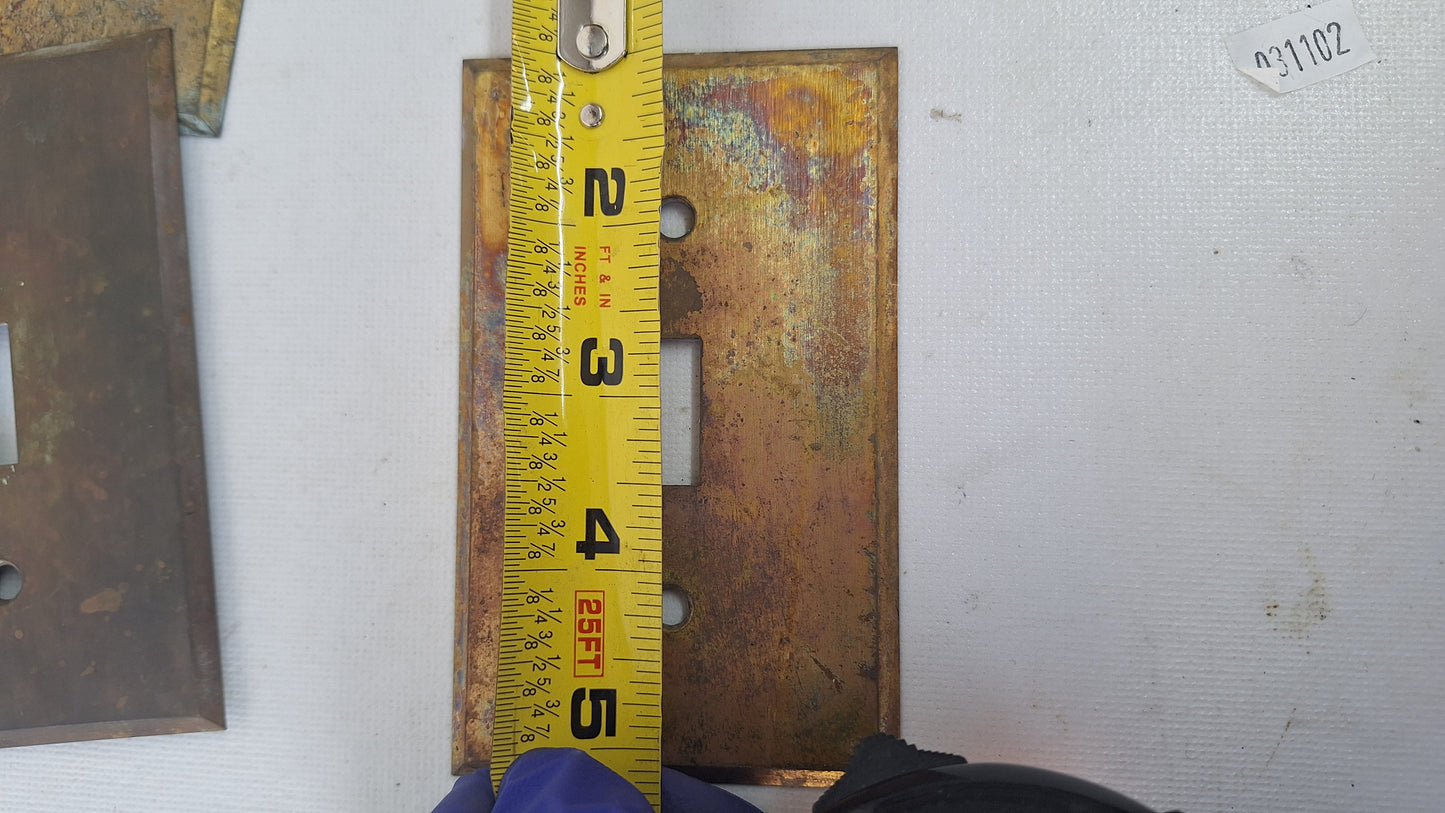 One Vintage Stamped Brass Switch Plate Cover