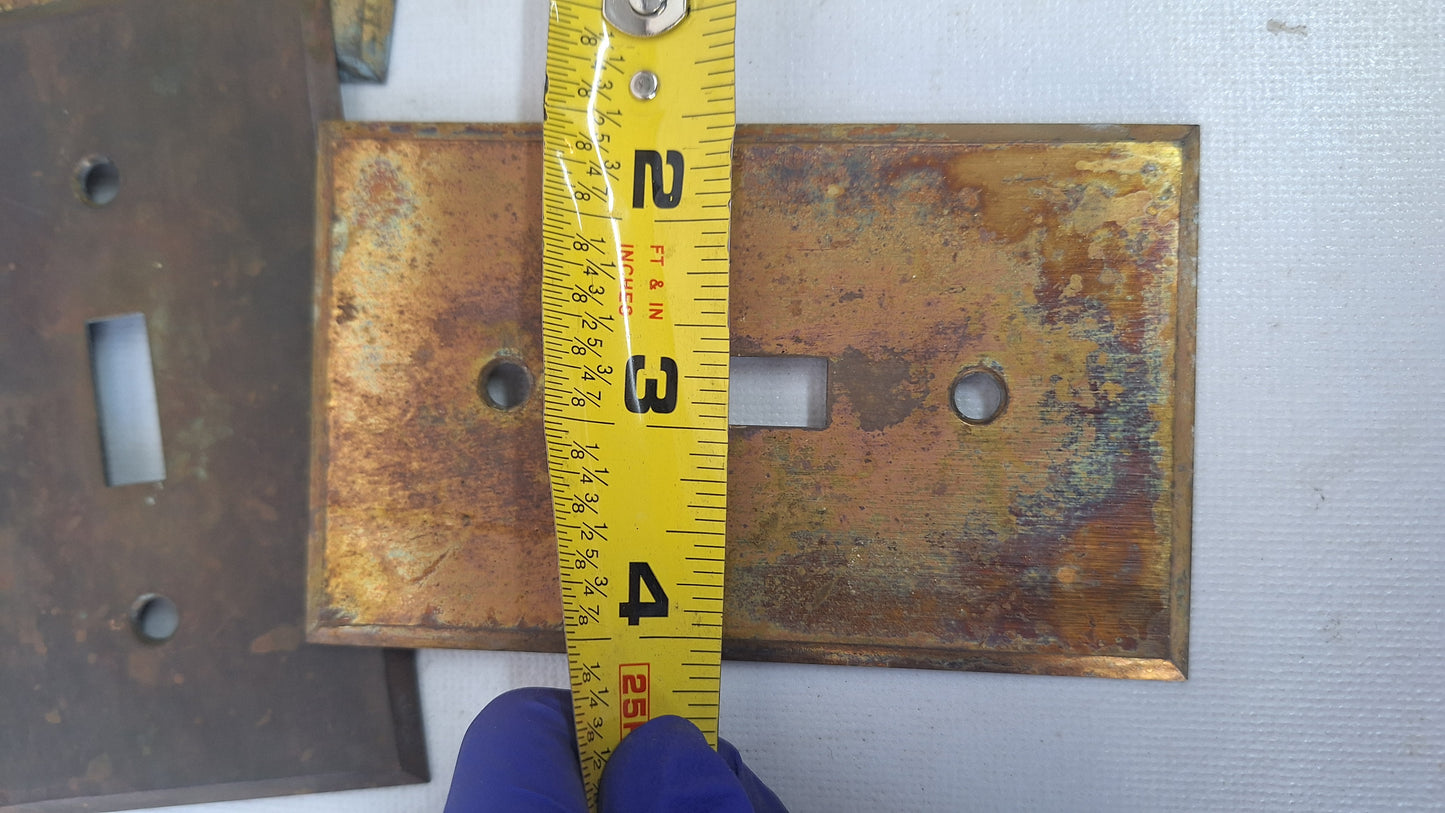 One Vintage Stamped Brass Switch Plate Cover