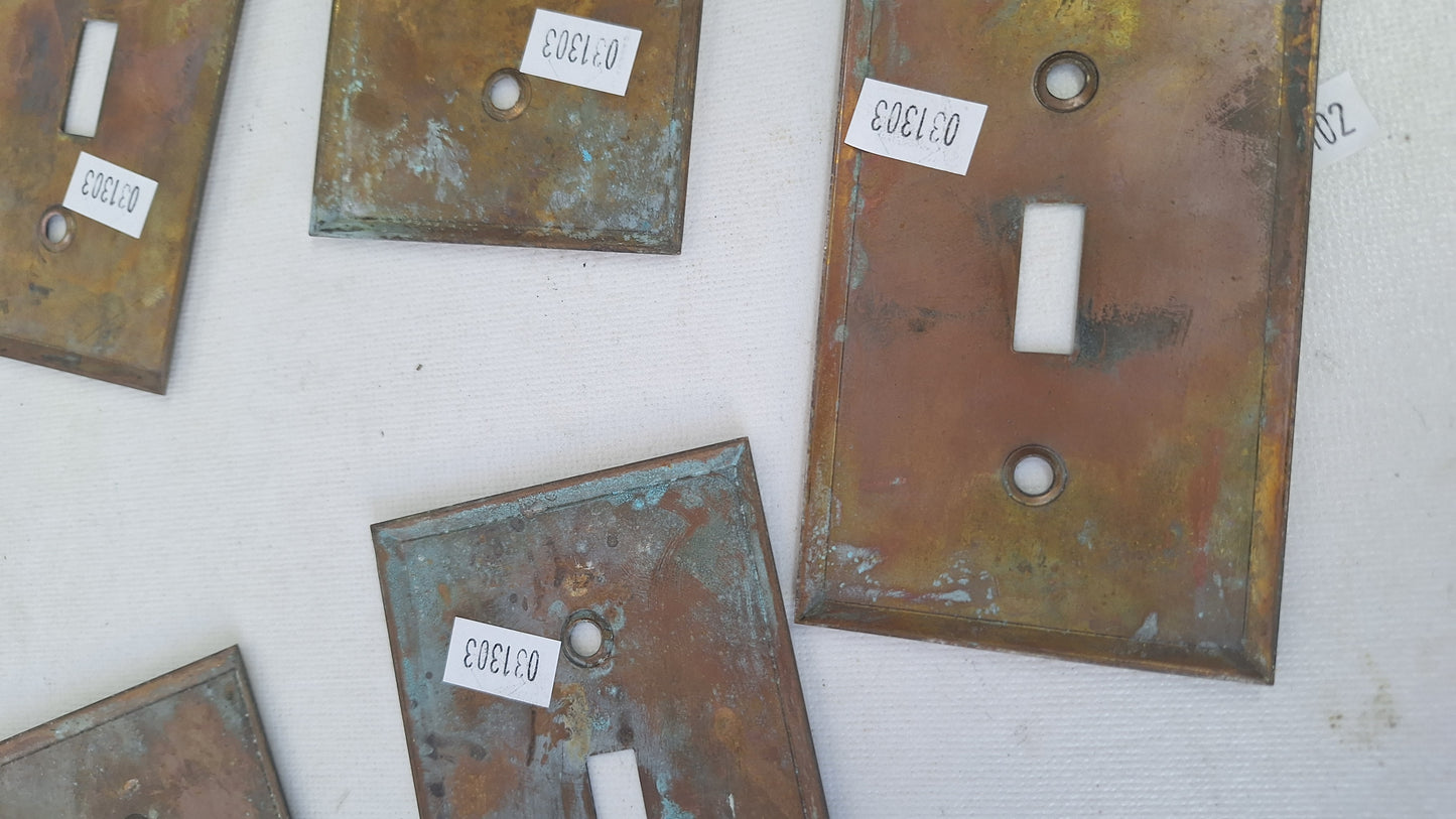 One Vintage Stamped Brass Switch Plate Cover