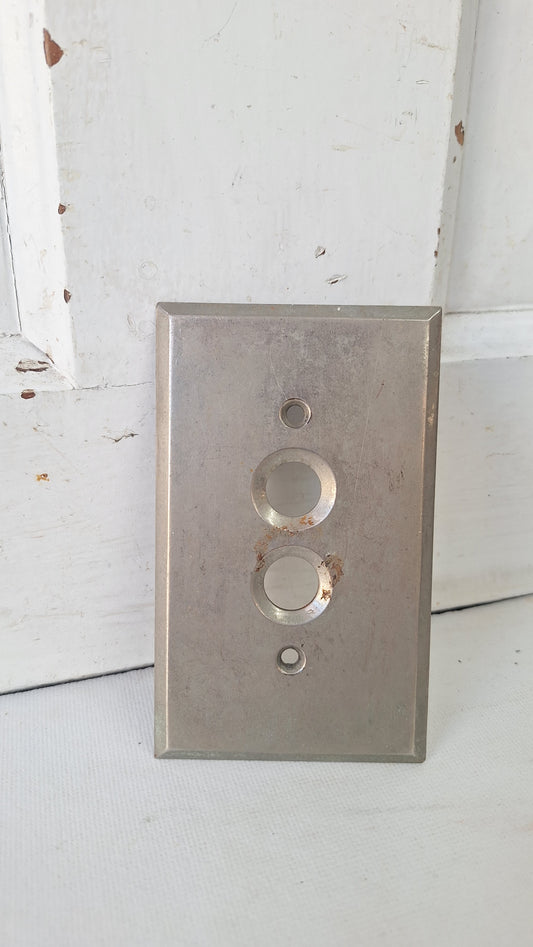 Vintage Nickel Plated, Cast Brass Push Button Switch Plate Cover