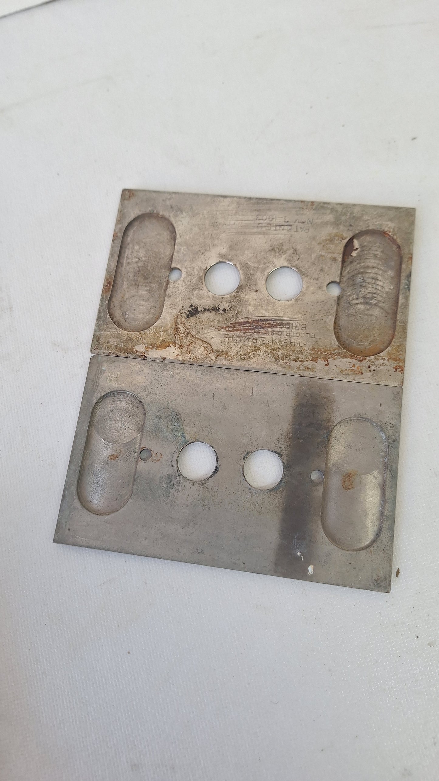 Vintage Nickel Plated, Cast Brass Push Button Switch Plate Cover