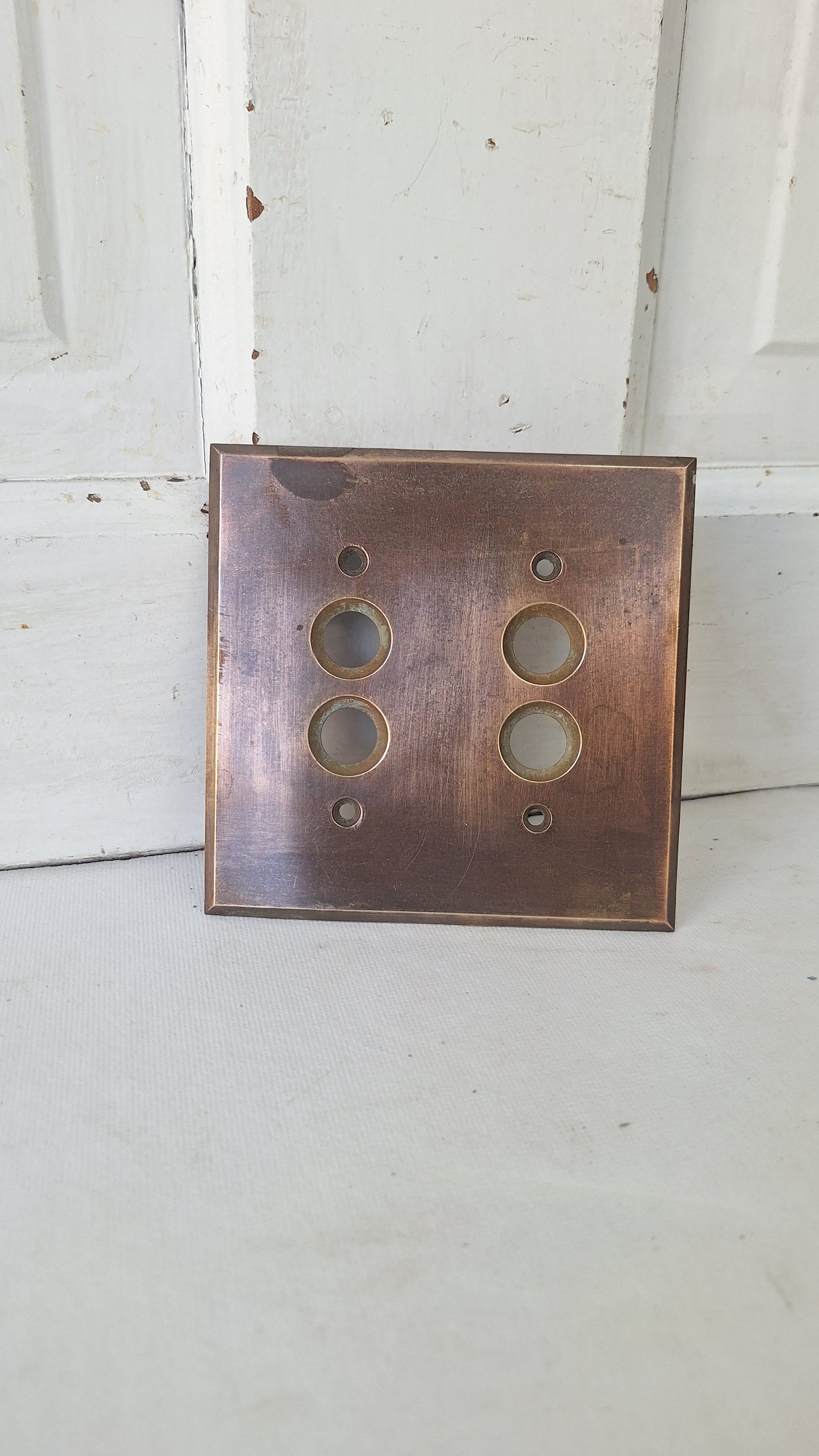 Double Push Button Switch Plate, Brass Light Switchplate