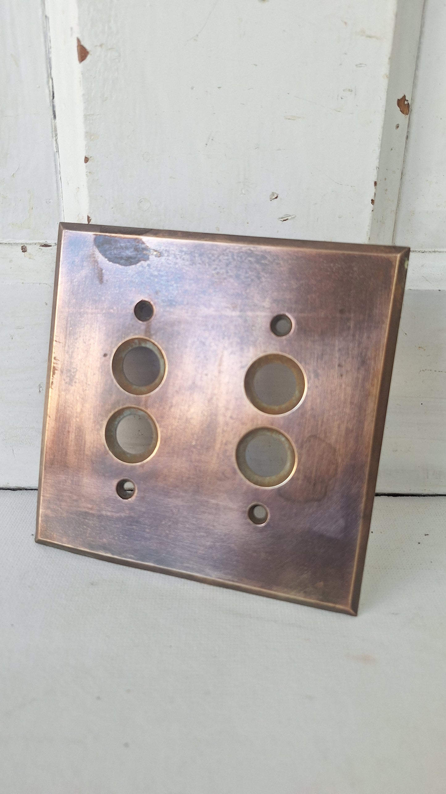 Double Push Button Switch Plate, Brass Light Switchplate