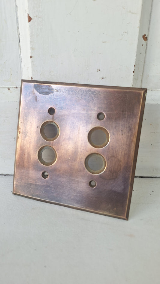 Double Push Button Switch Plate, Brass Light Switchplate