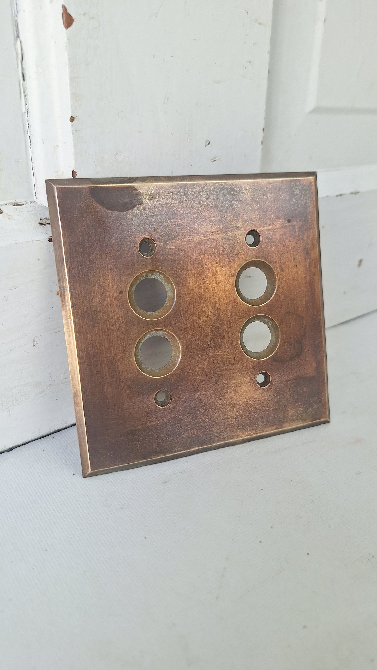 Double Push Button Switch Plate, Brass Light Switchplate