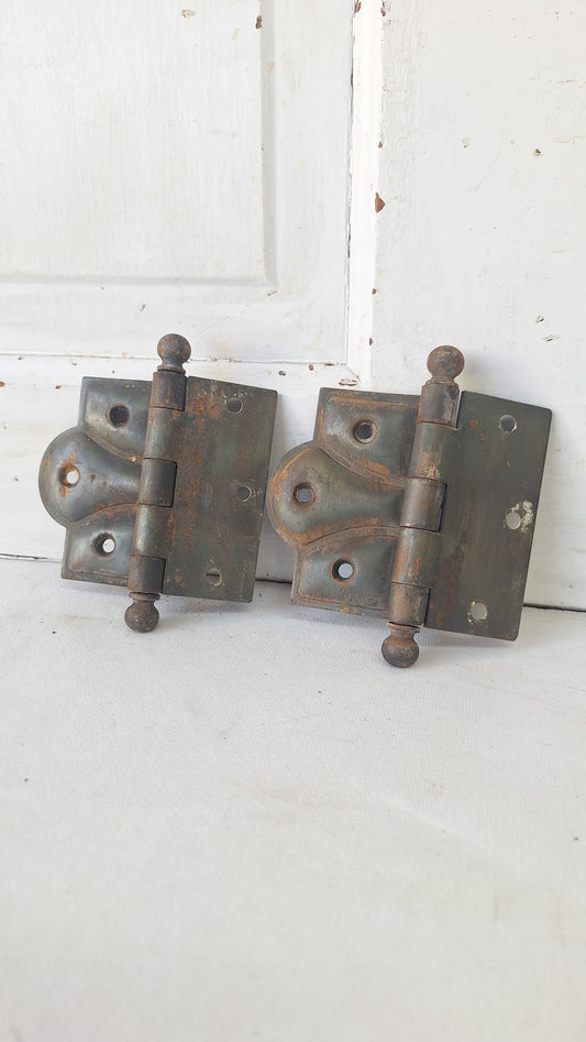 Ornate Half Mortise Hinges, Reversible Vintage Door Hinges