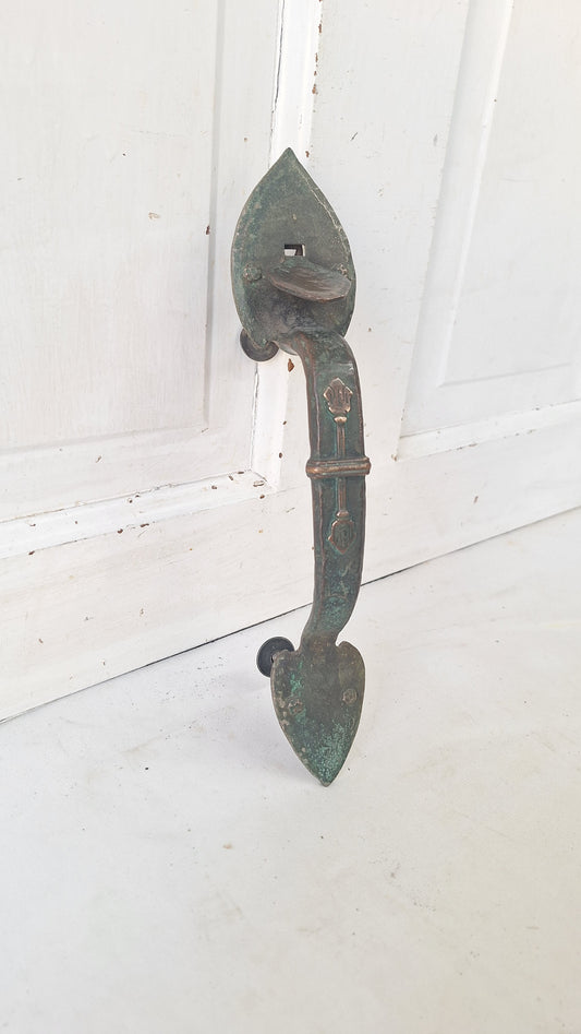Vintage Solid Bronze Thumb Latch Pull, Large Entry Door Handle
