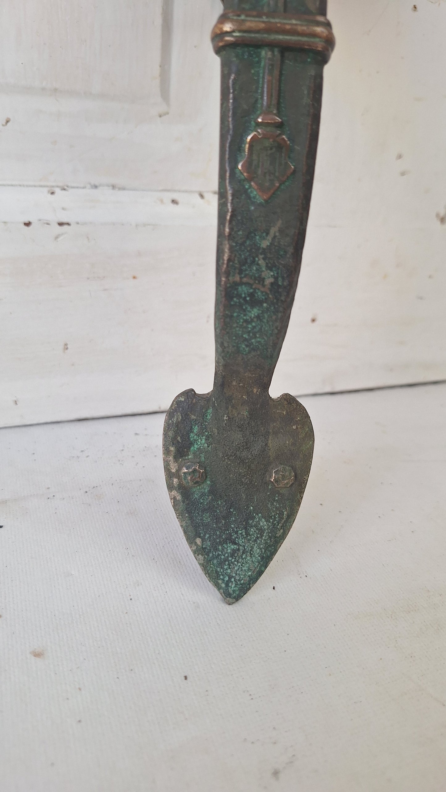 Vintage Solid Bronze Thumb Latch Pull, Large Entry Door Handle