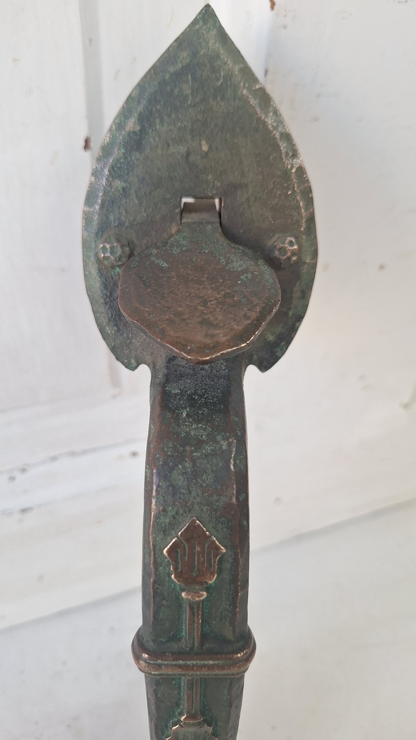 Vintage Solid Bronze Thumb Latch Pull, Large Entry Door Handle