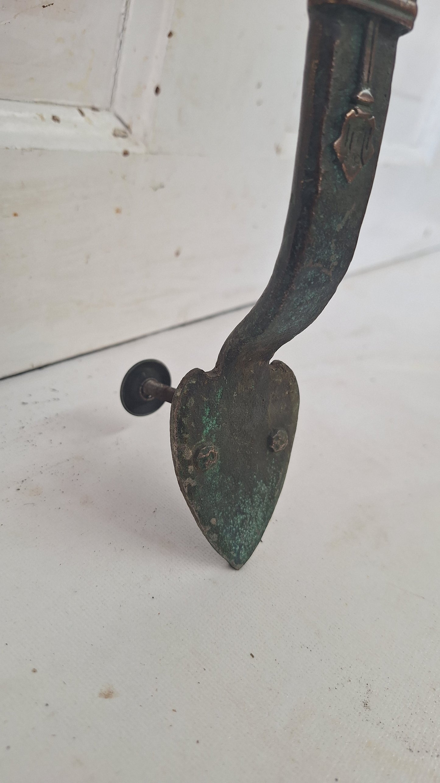 Vintage Solid Bronze Thumb Latch Pull, Large Entry Door Handle