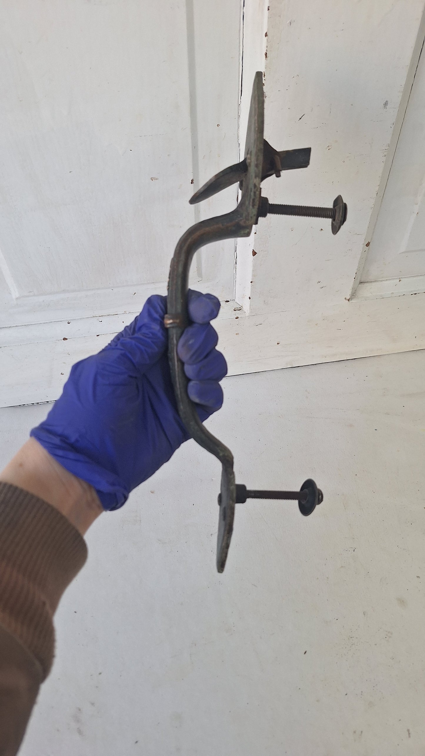 Vintage Solid Bronze Thumb Latch Pull, Large Entry Door Handle