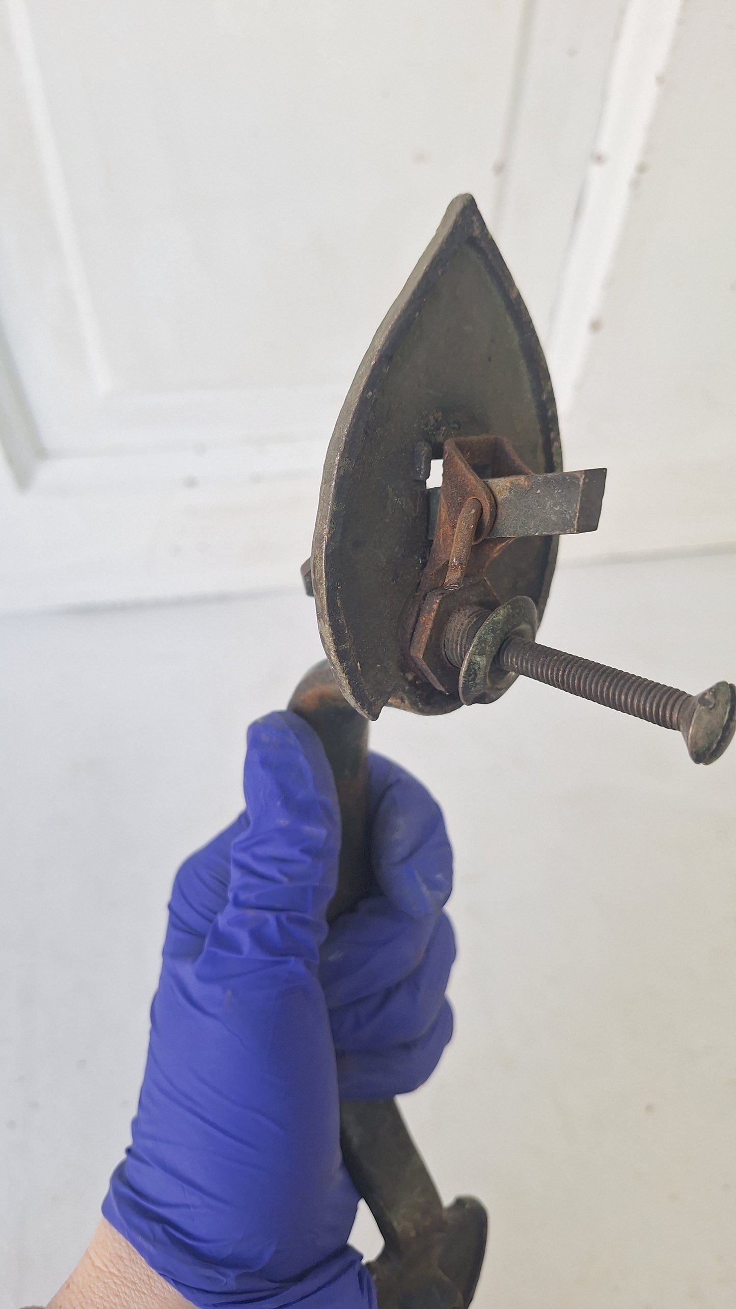 Vintage Solid Bronze Thumb Latch Pull, Large Entry Door Handle