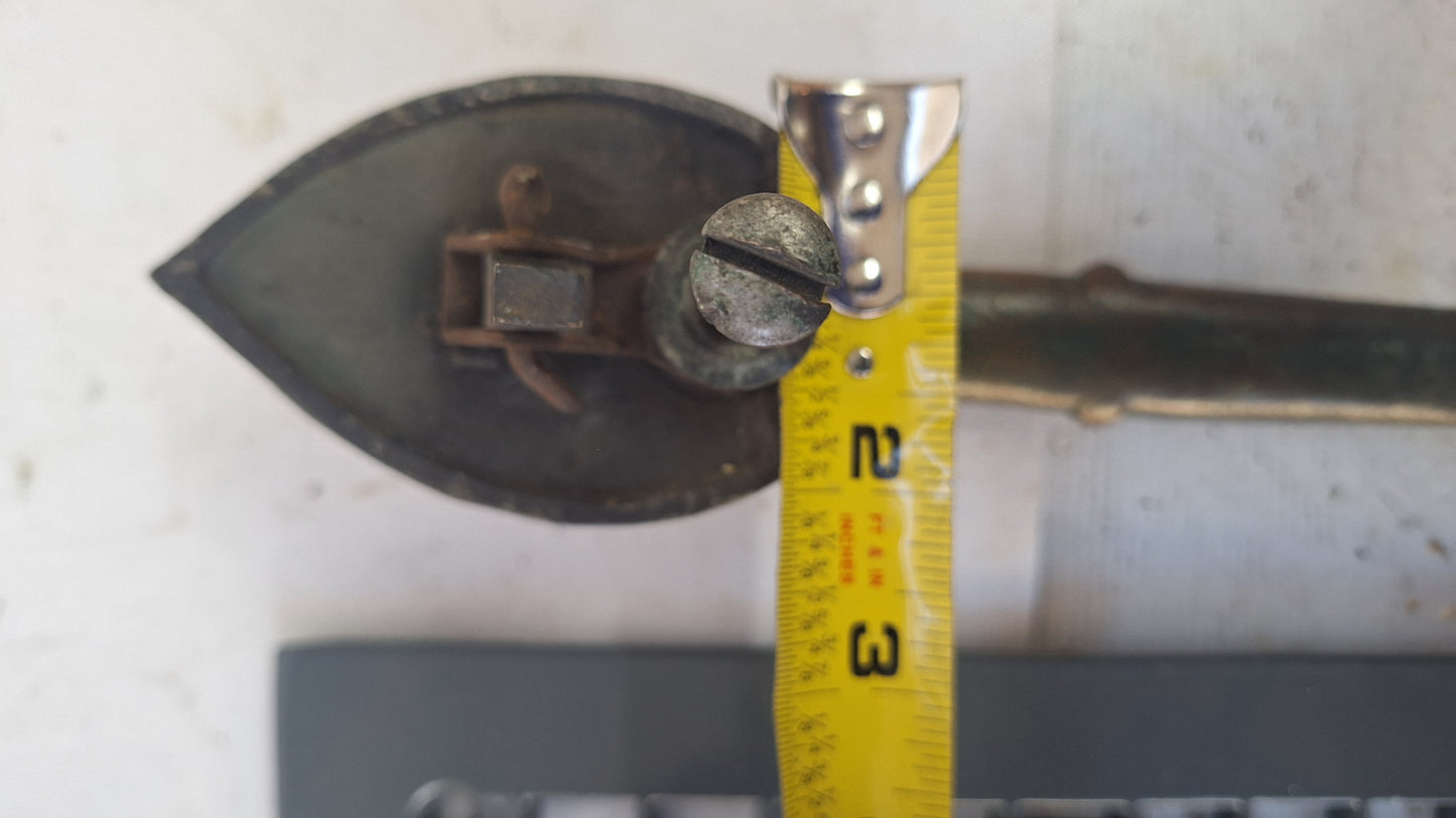 Vintage Solid Bronze Thumb Latch Pull, Large Entry Door Handle