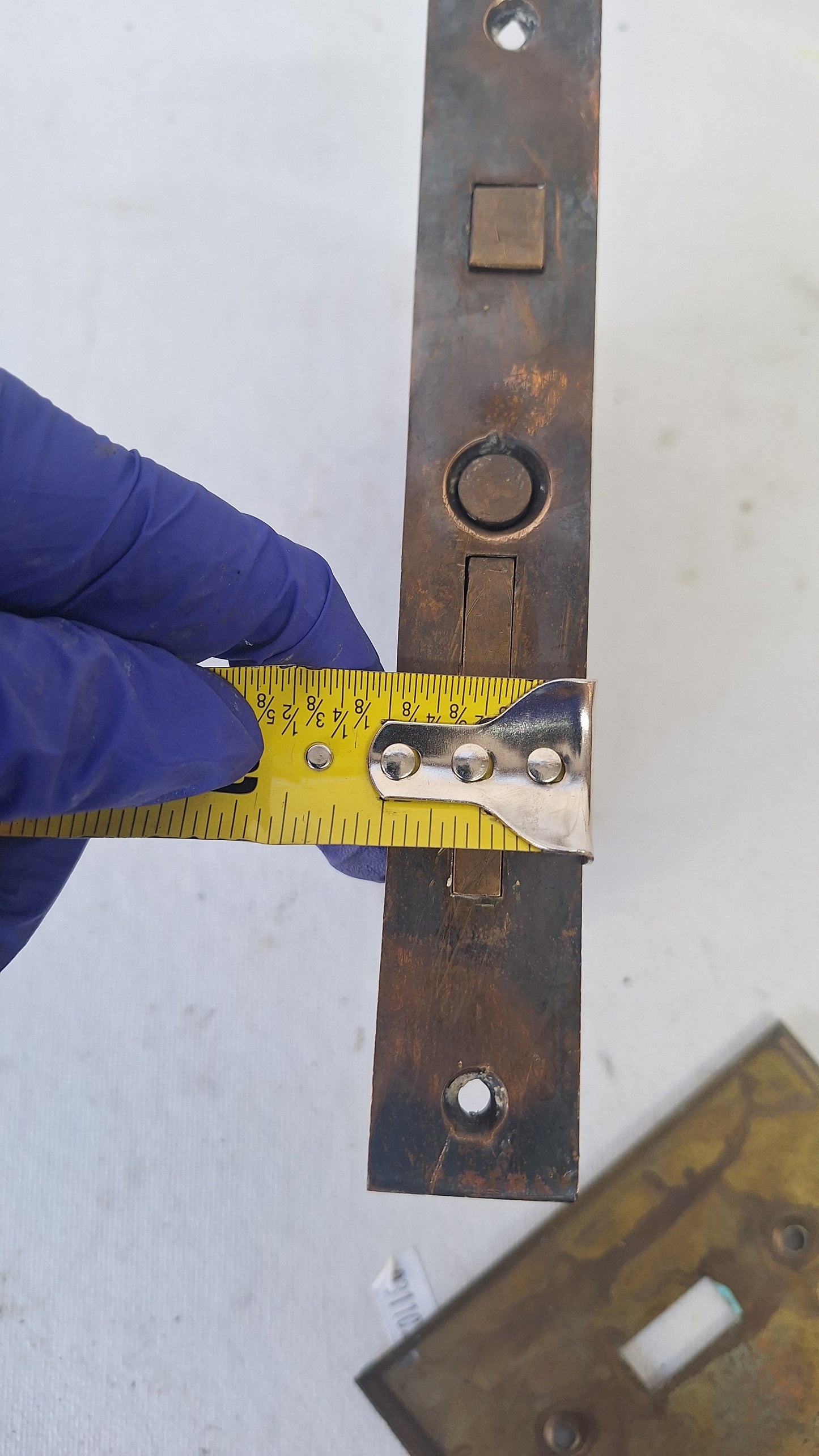 Antique Pocket Door Mortise Lock, Bronze Faceplate, Cast Iron Body