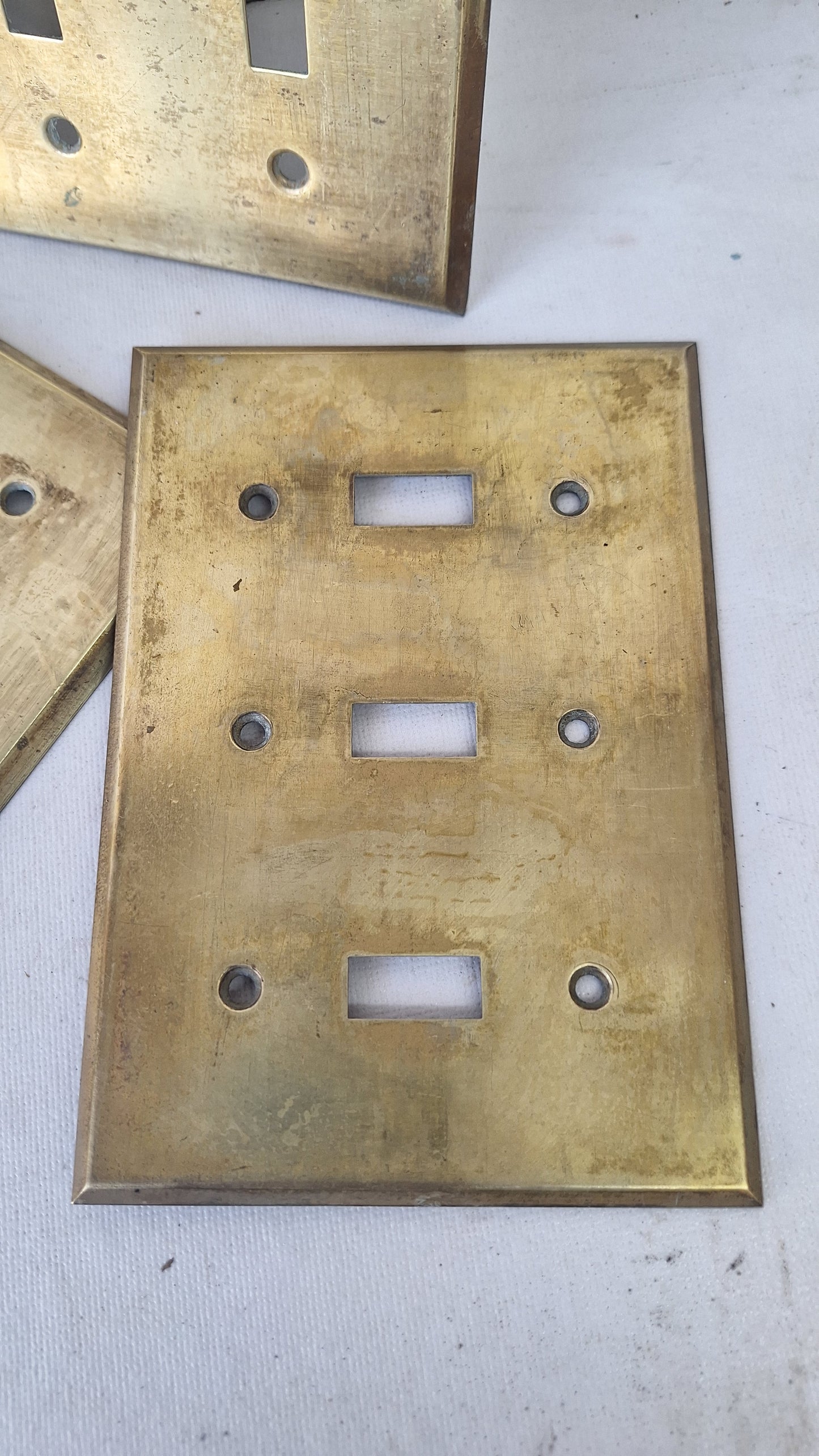 Vintage Brass Triple Light Switch Plate, Wall Switchplate