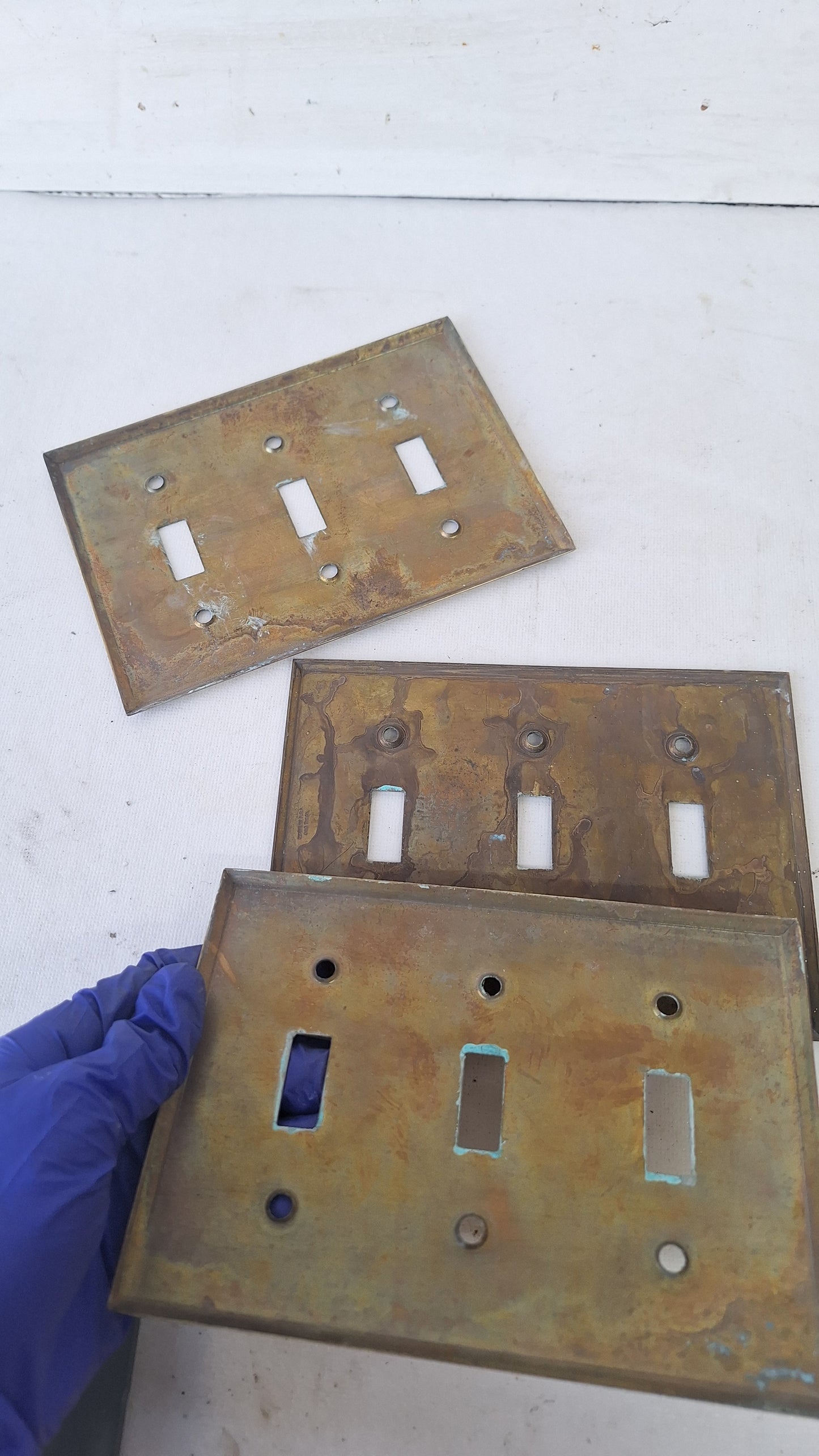Vintage Brass Triple Light Switch Plate, Wall Switchplate