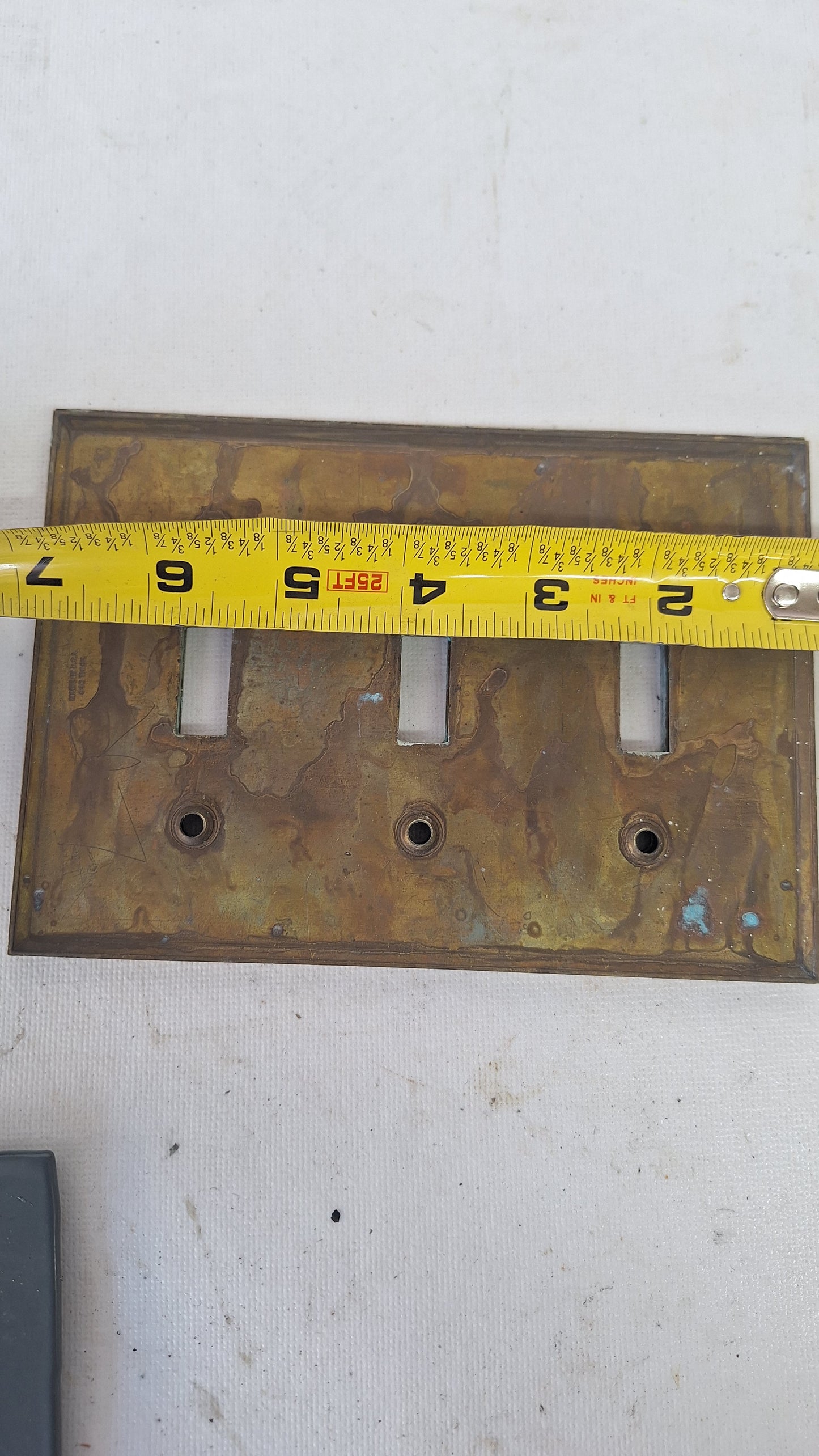 Vintage Brass Triple Light Switch Plate, Wall Switchplate