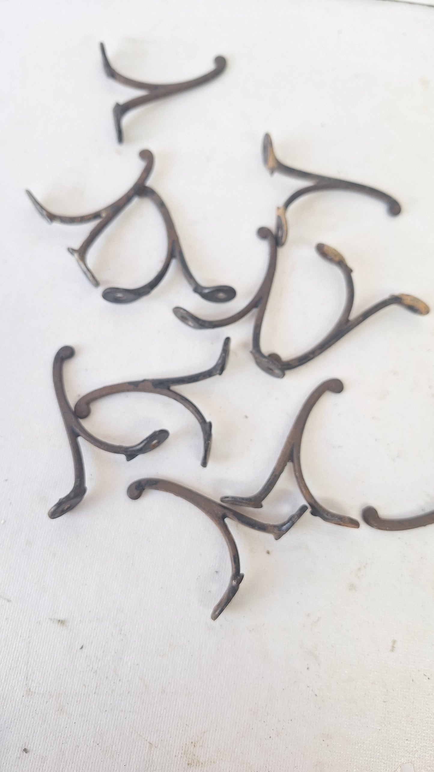 Three Small Antique Hooks, Cast Iron Vintage Hooks