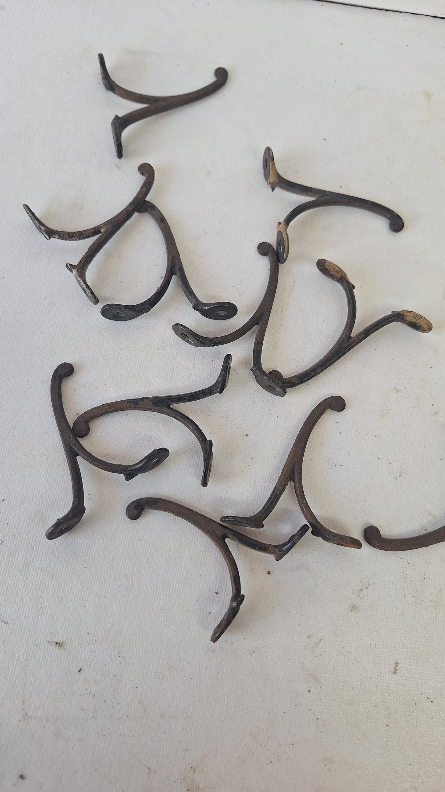 Three Small Antique Hooks, Cast Iron Vintage Hooks