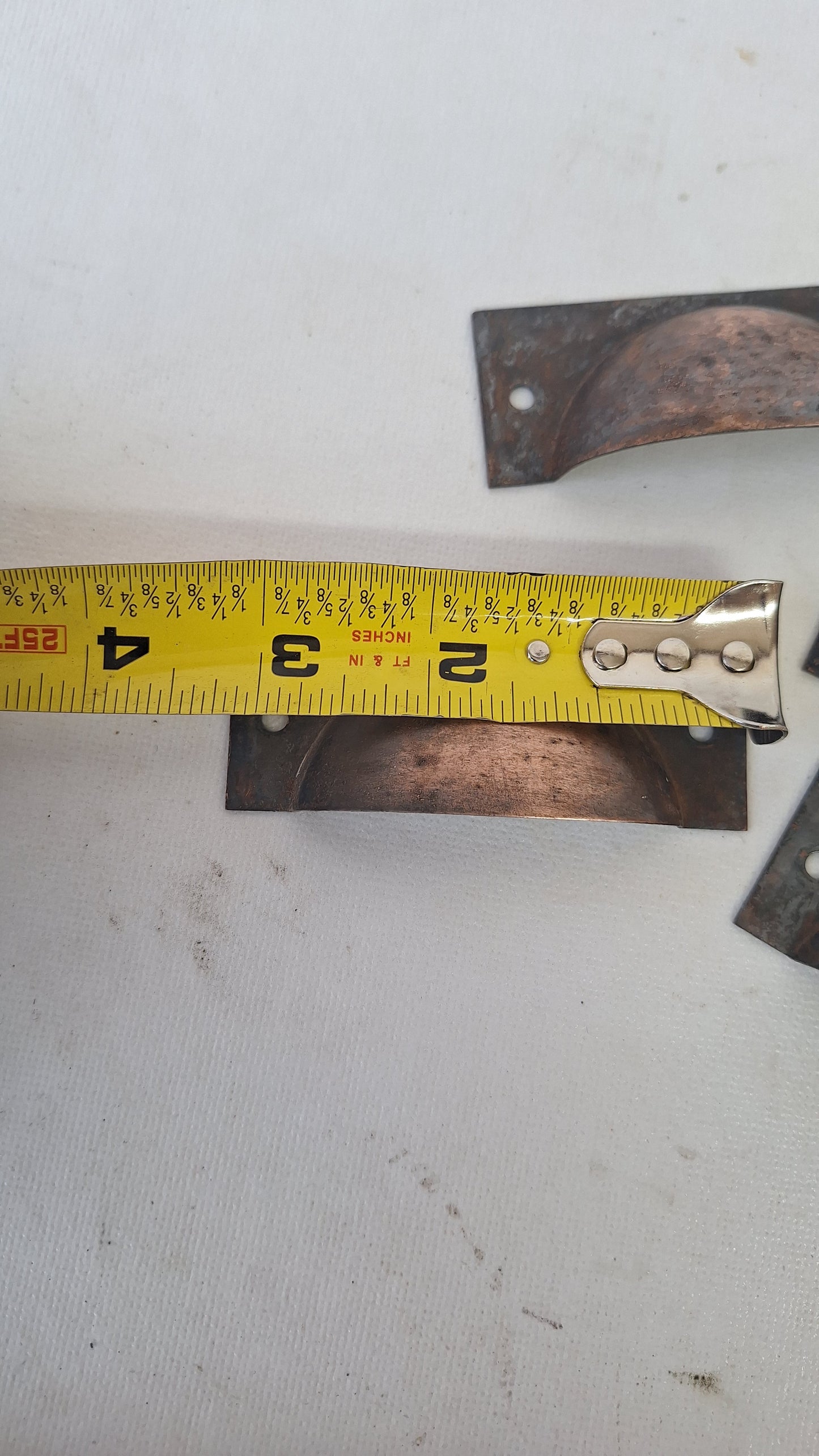 6 Vintage Cup Pulls, Copper Plated Drawer Handles