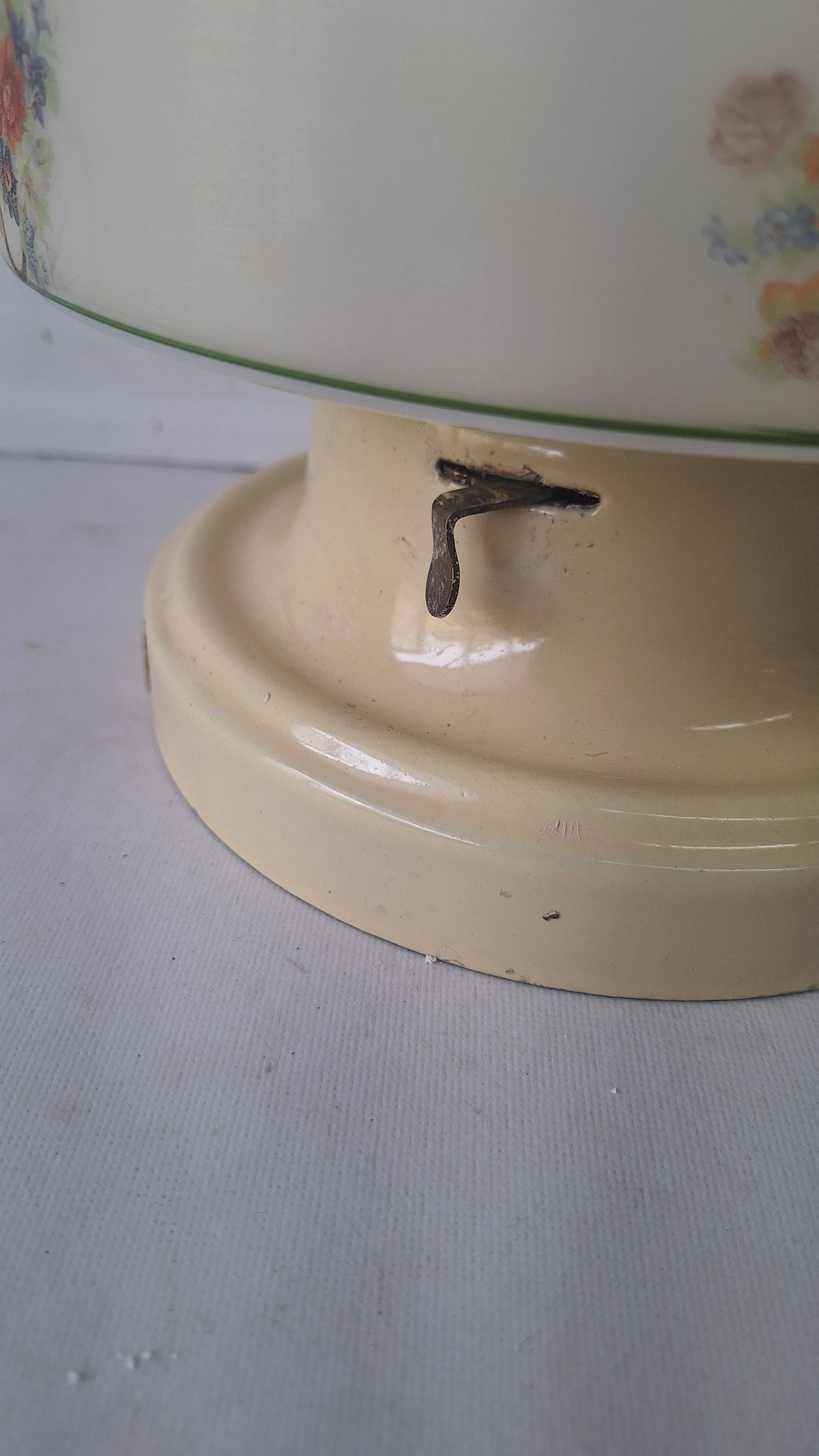 Wedding Cake Style Vintage Ceiling Light, Floral Stencil Glass and Porcelain Fixture