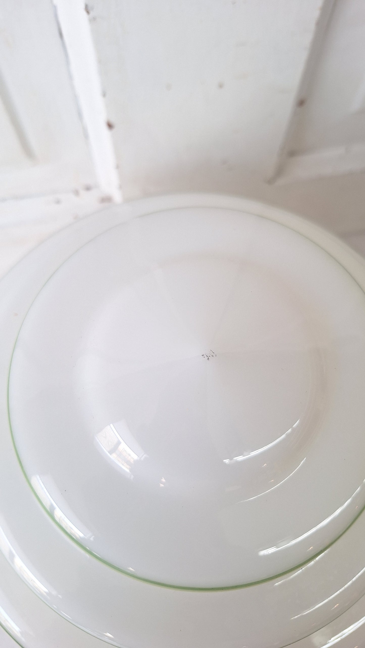 Wedding Cake Style Vintage Ceiling Light, Floral Stencil Glass and Porcelain Fixture