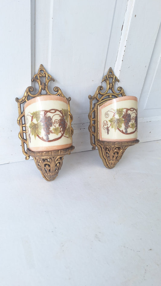 Lightolier Ornate Slip Shade Sconces, Slipshade Grape Design Wall Lights