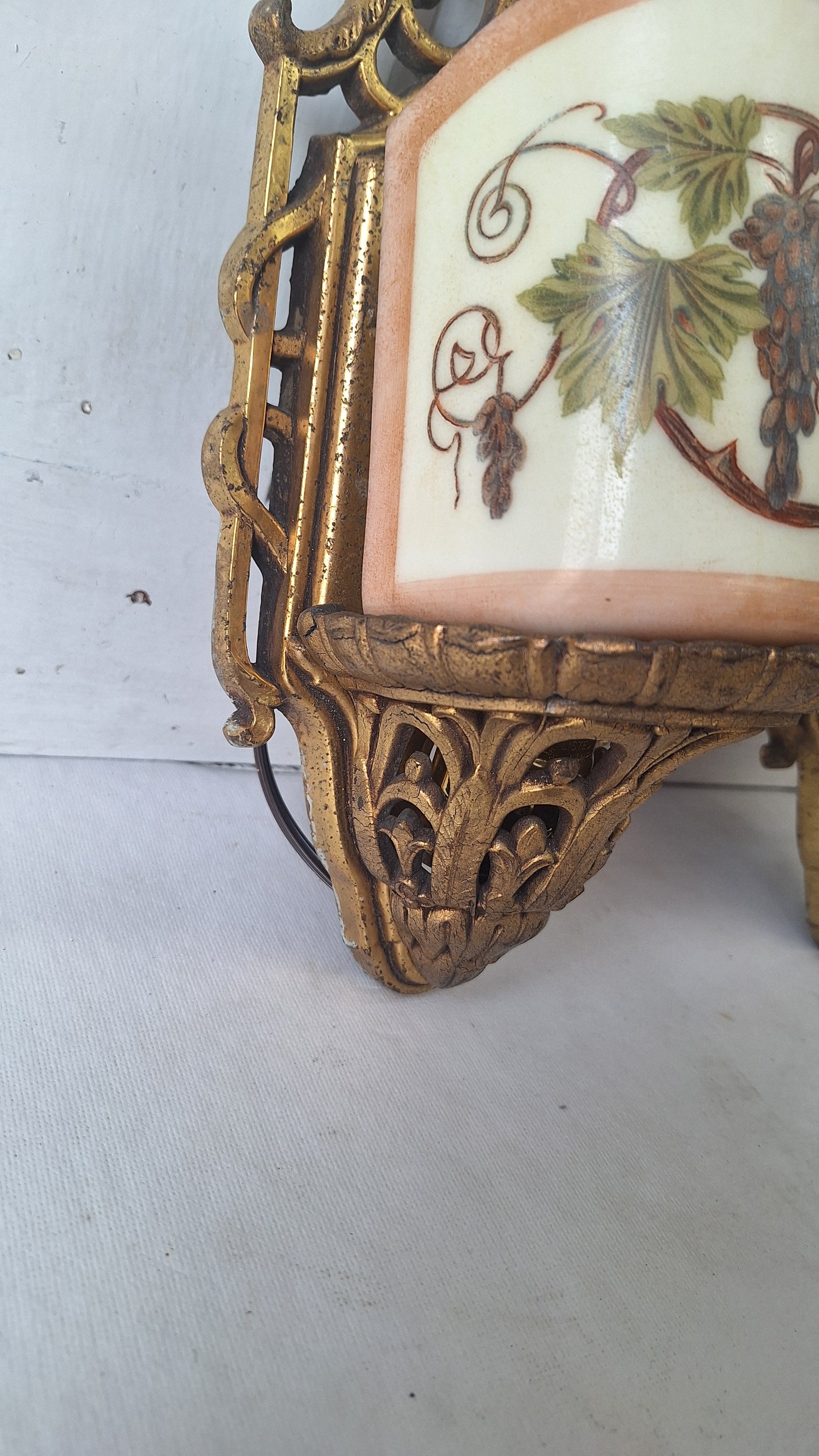 Lightolier Ornate Slip Shade Sconces, Slipshade Grape Design Wall Lights
