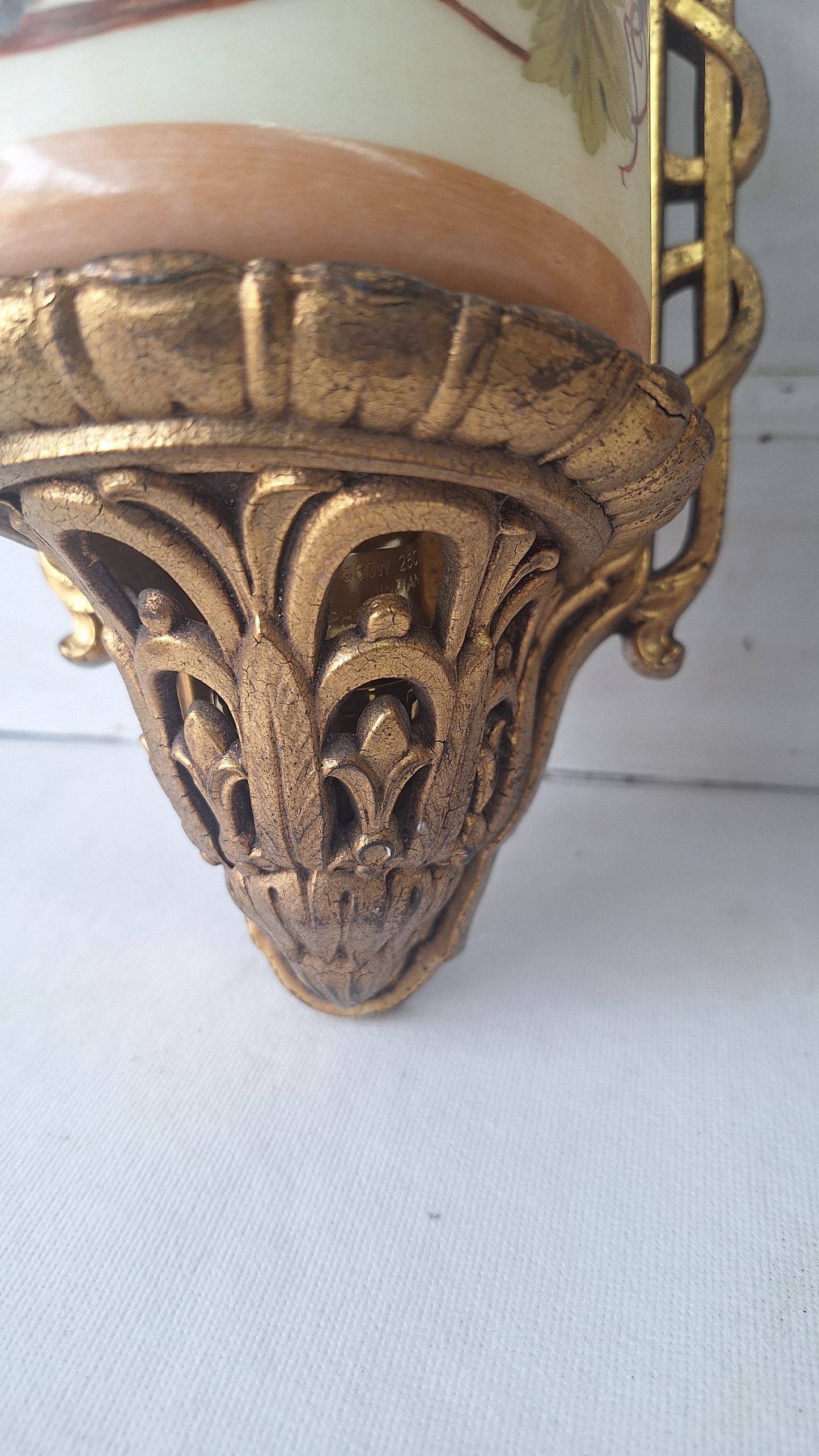 Lightolier Ornate Slip Shade Sconces, Slipshade Grape Design Wall Lights
