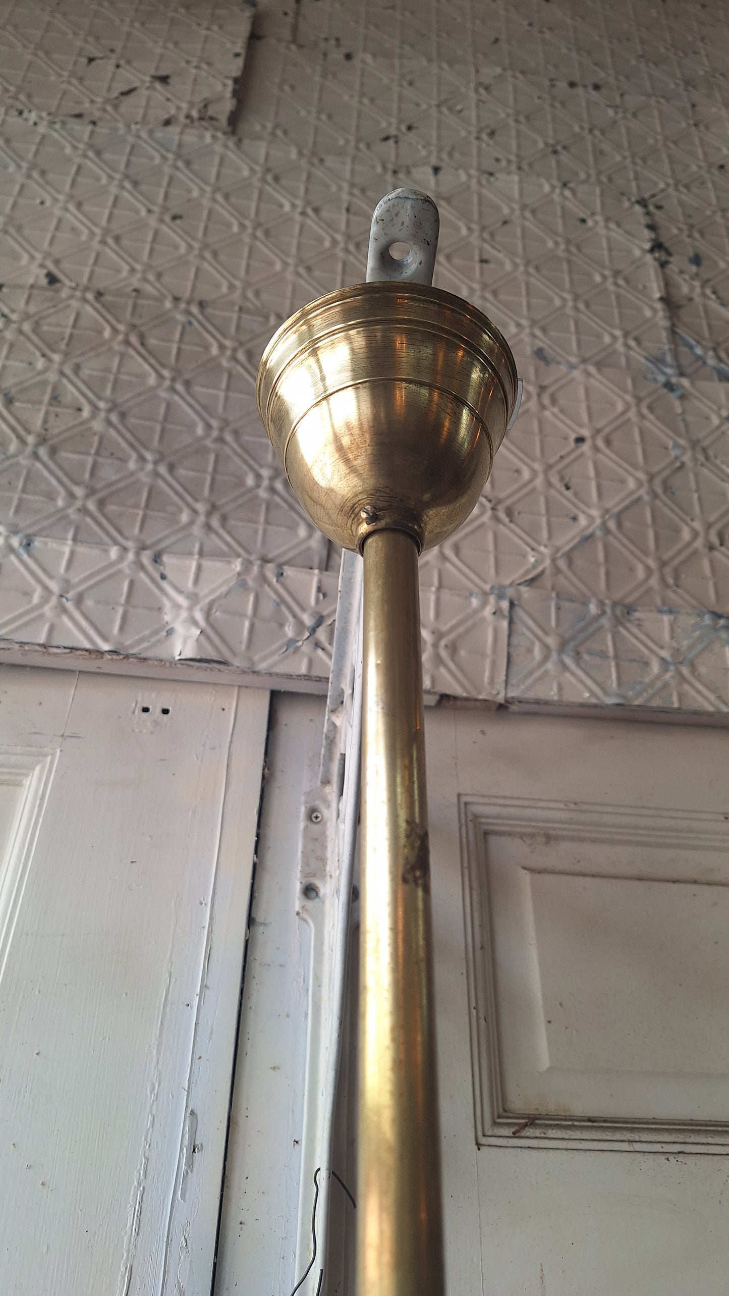 Victorian Gas Chandelier with Etched Glass Shades, Antique Ceiling Light from Victorian Home