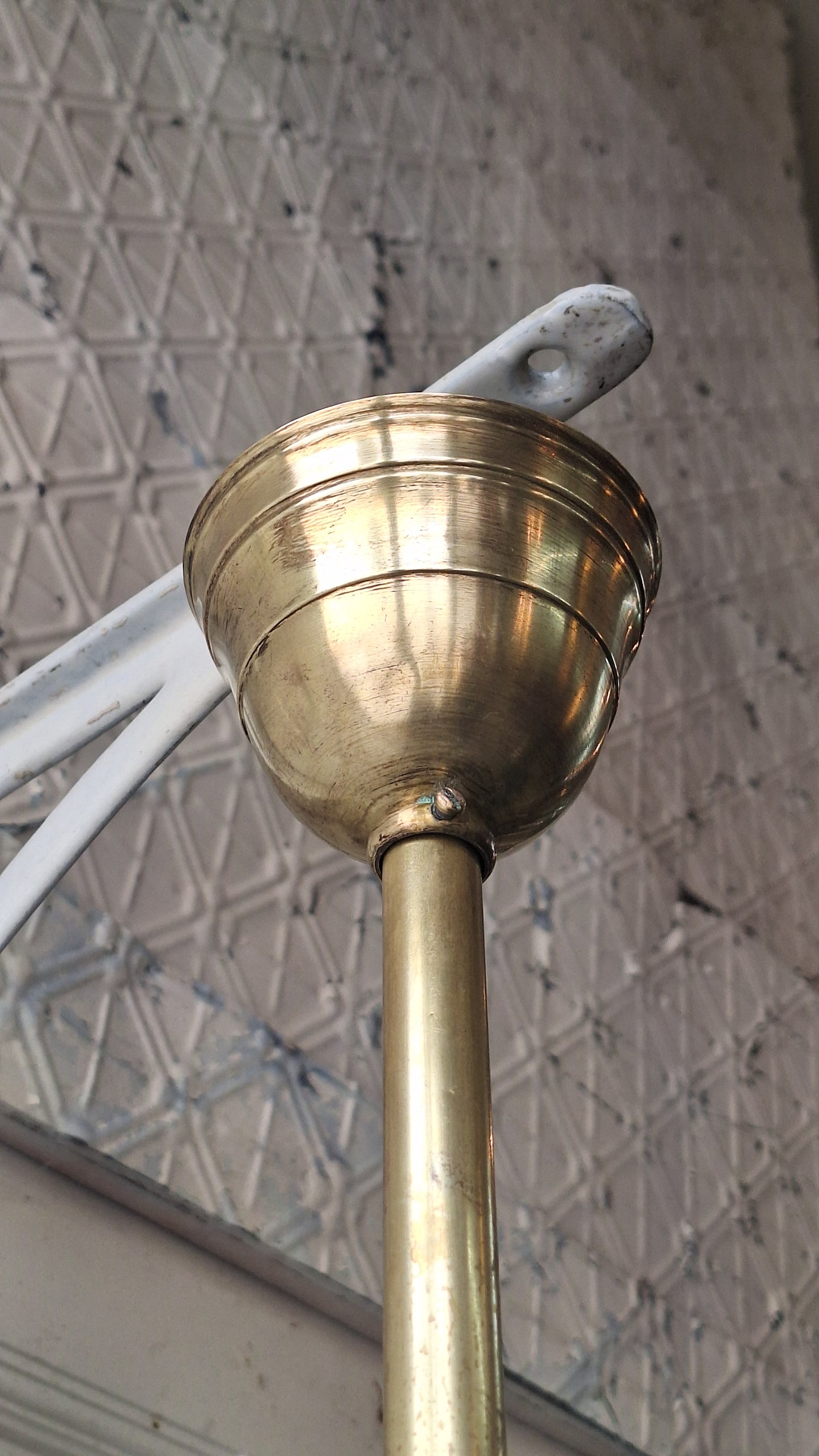 Victorian Gas Chandelier with Etched Glass Shades, Antique Ceiling Light from Victorian Home