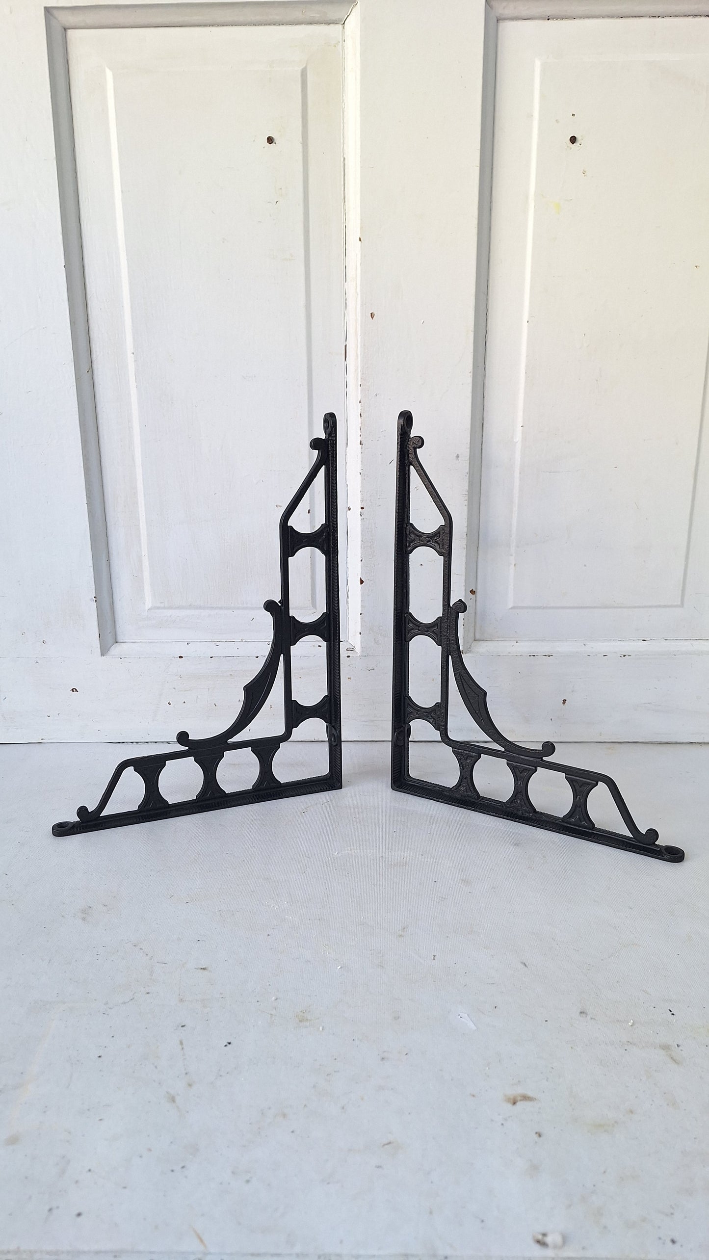 10 x 12 Large Iron Shelf Brackets, Antique Victorian Shelf Supports