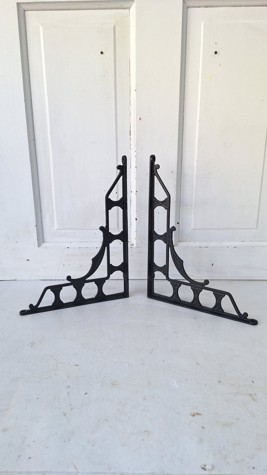 10 x 12 Large Iron Shelf Brackets, Antique Victorian Shelf Supports