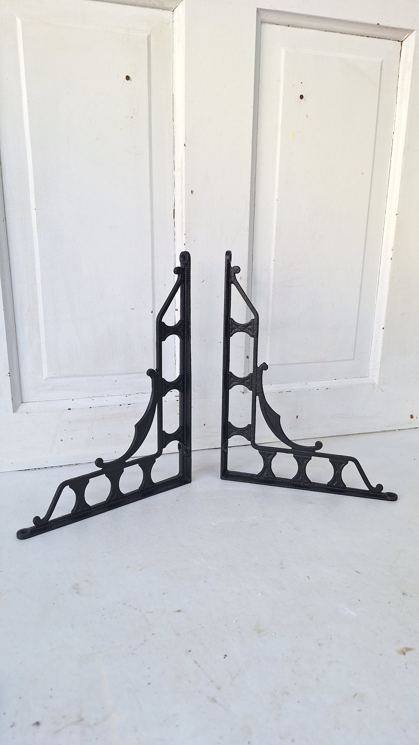 10 x 12 Large Iron Shelf Brackets, Antique Victorian Shelf Supports
